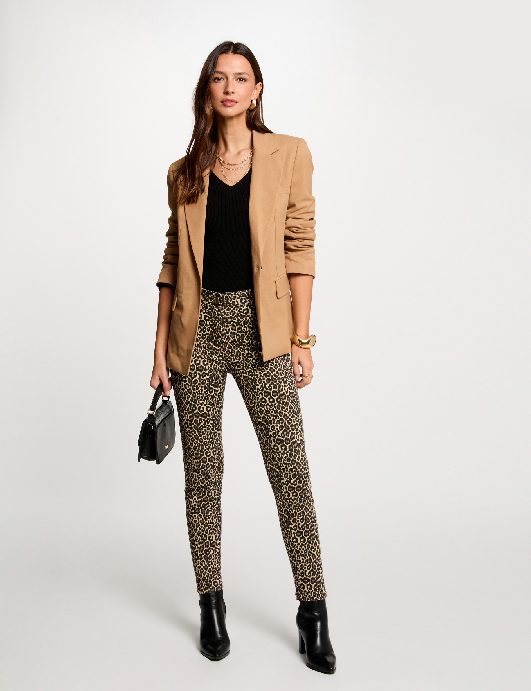 Slim trousers leopard print multicolor women