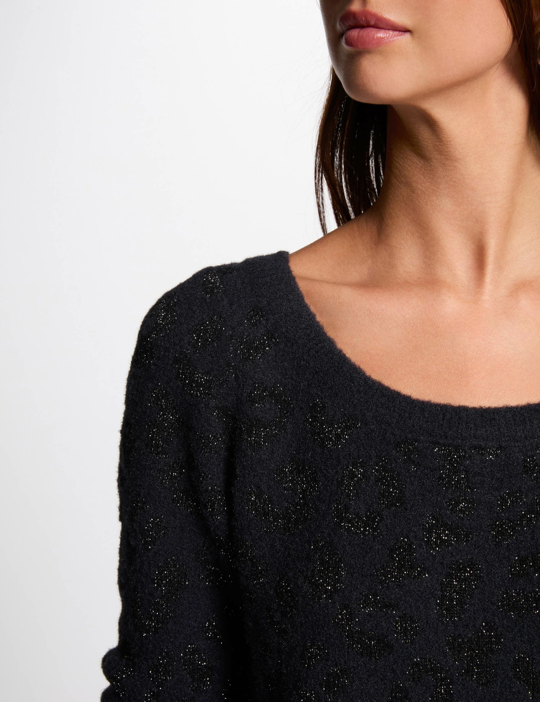 Printed jumper round neck navy women