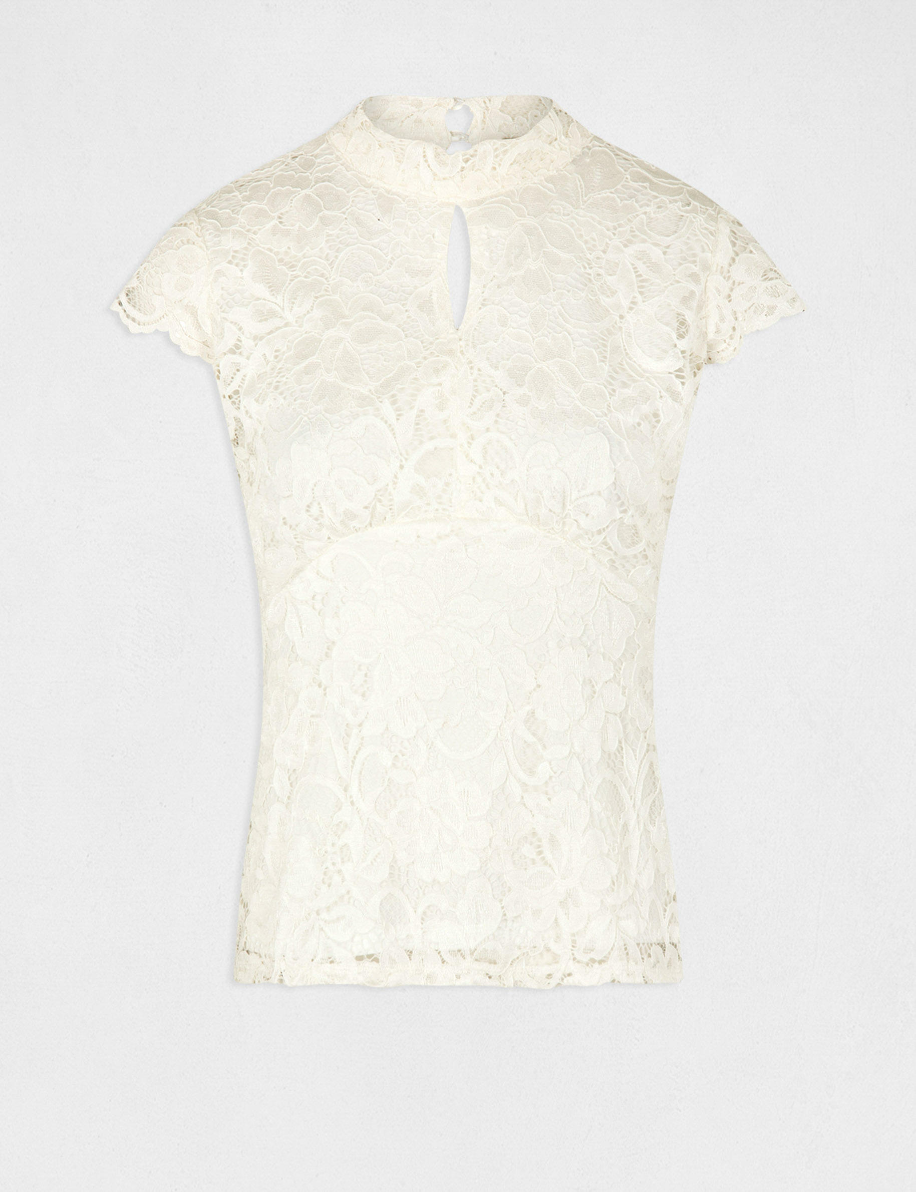 Short-sleeved t-shirt with lace ecru women