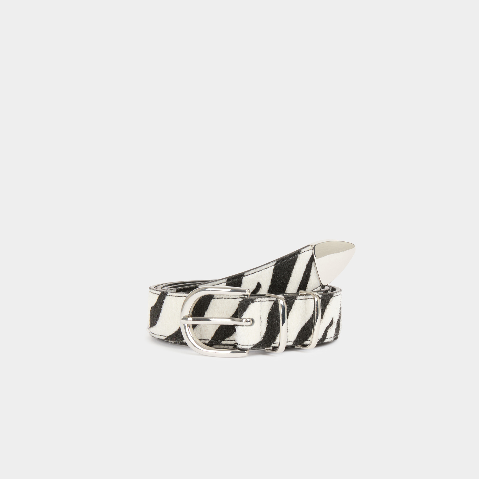 Belt zebra print ivory women