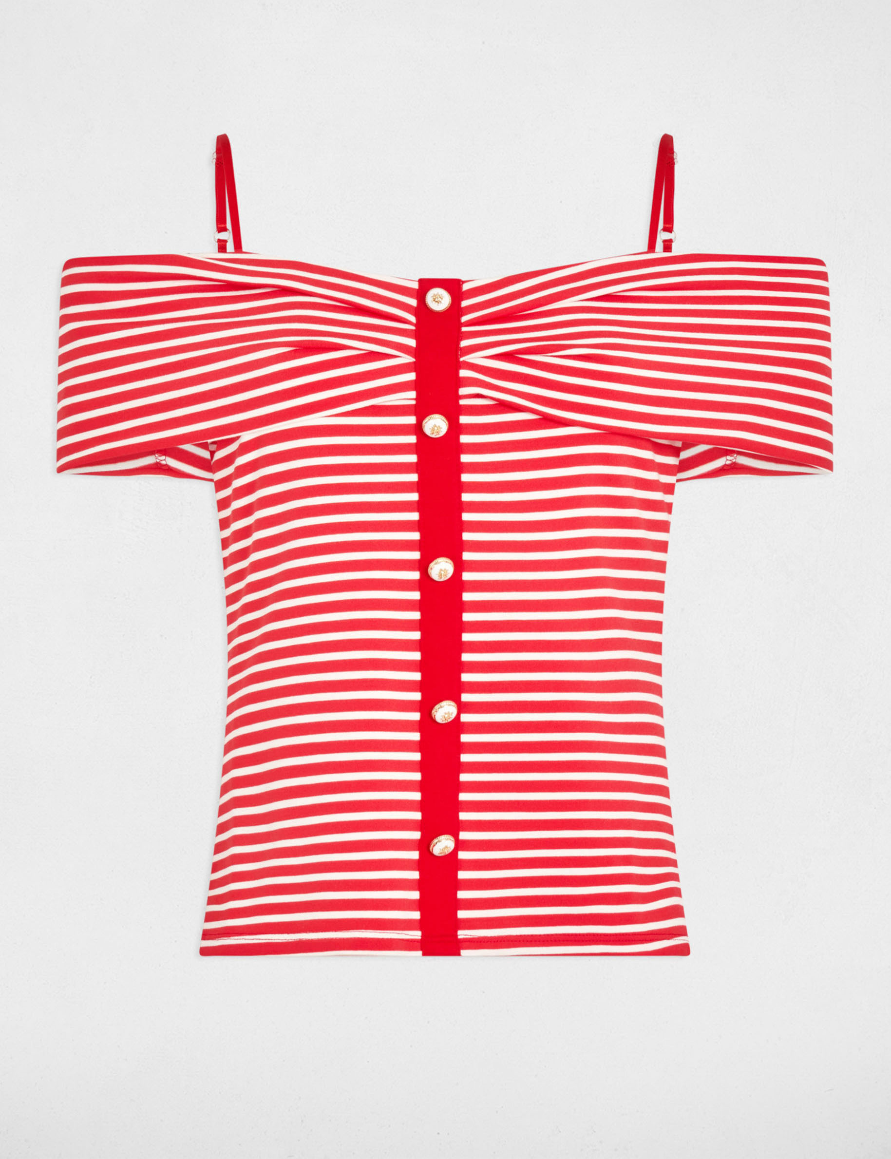 Striped short-sleeved t-shirt red women