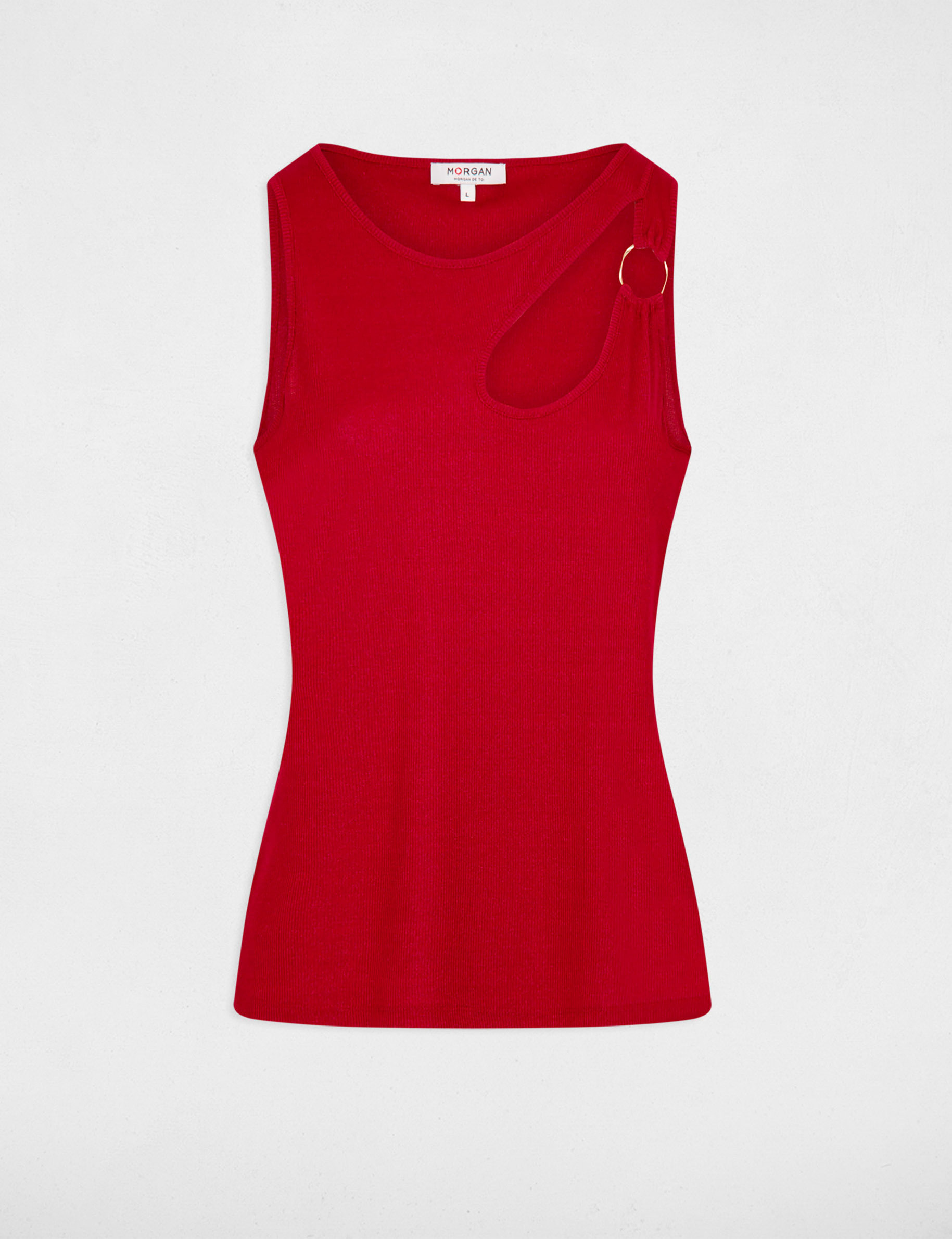 Sleeveless t-shirt opening medium red women