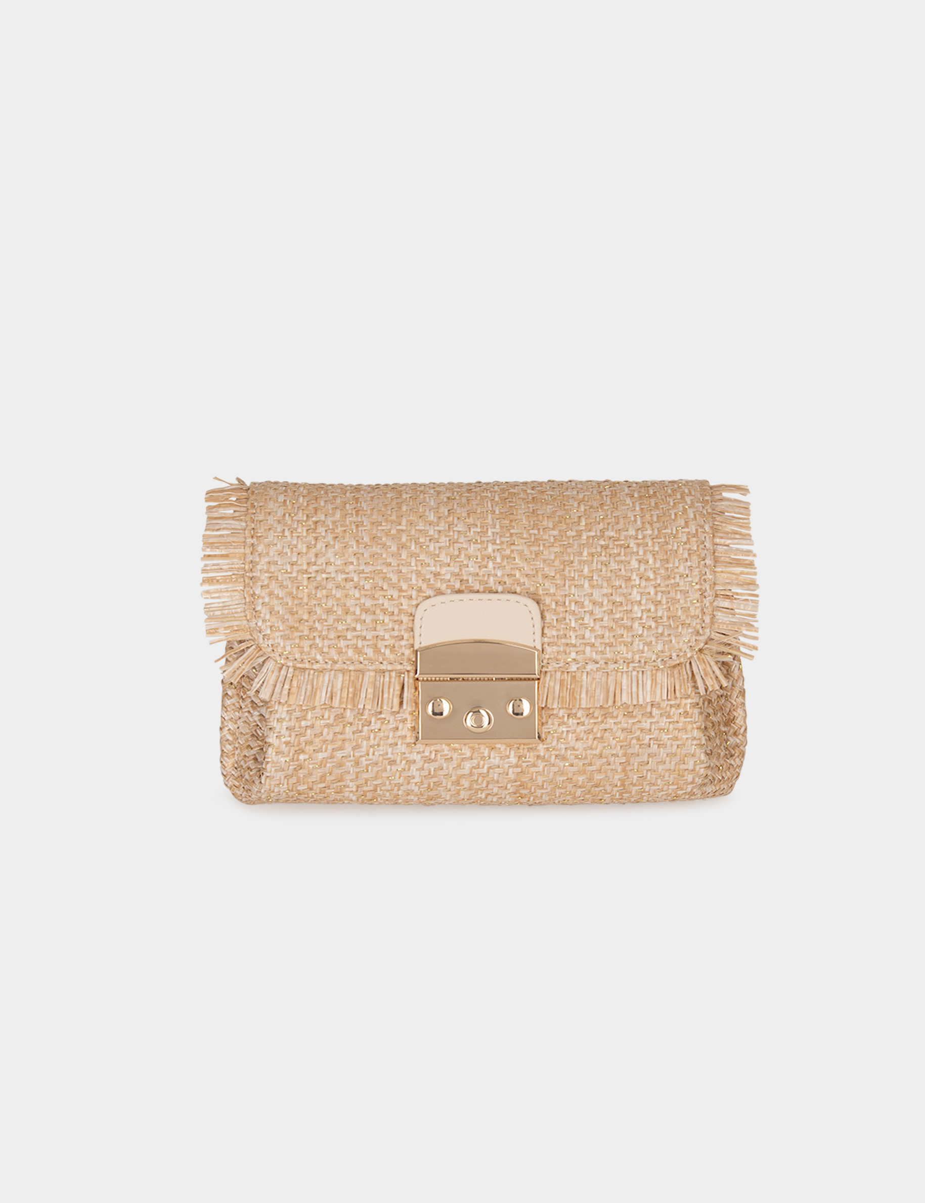 Braided bag with fringes sand women