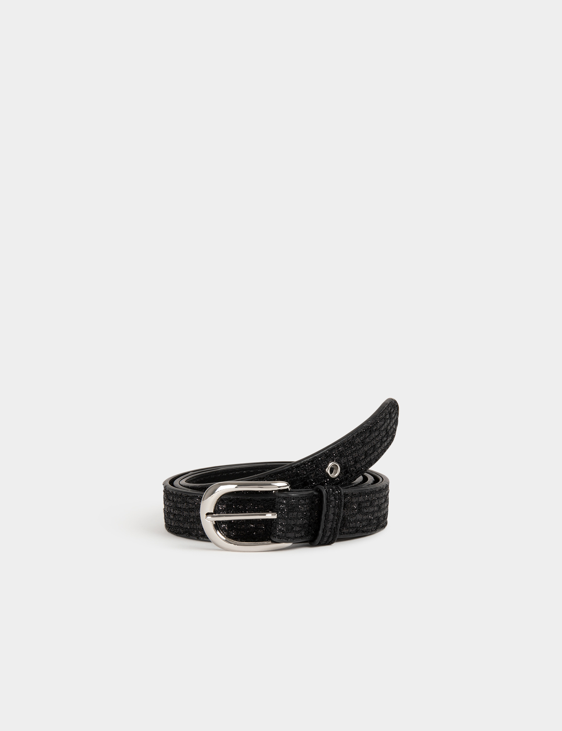 Metallised belt black ladies'