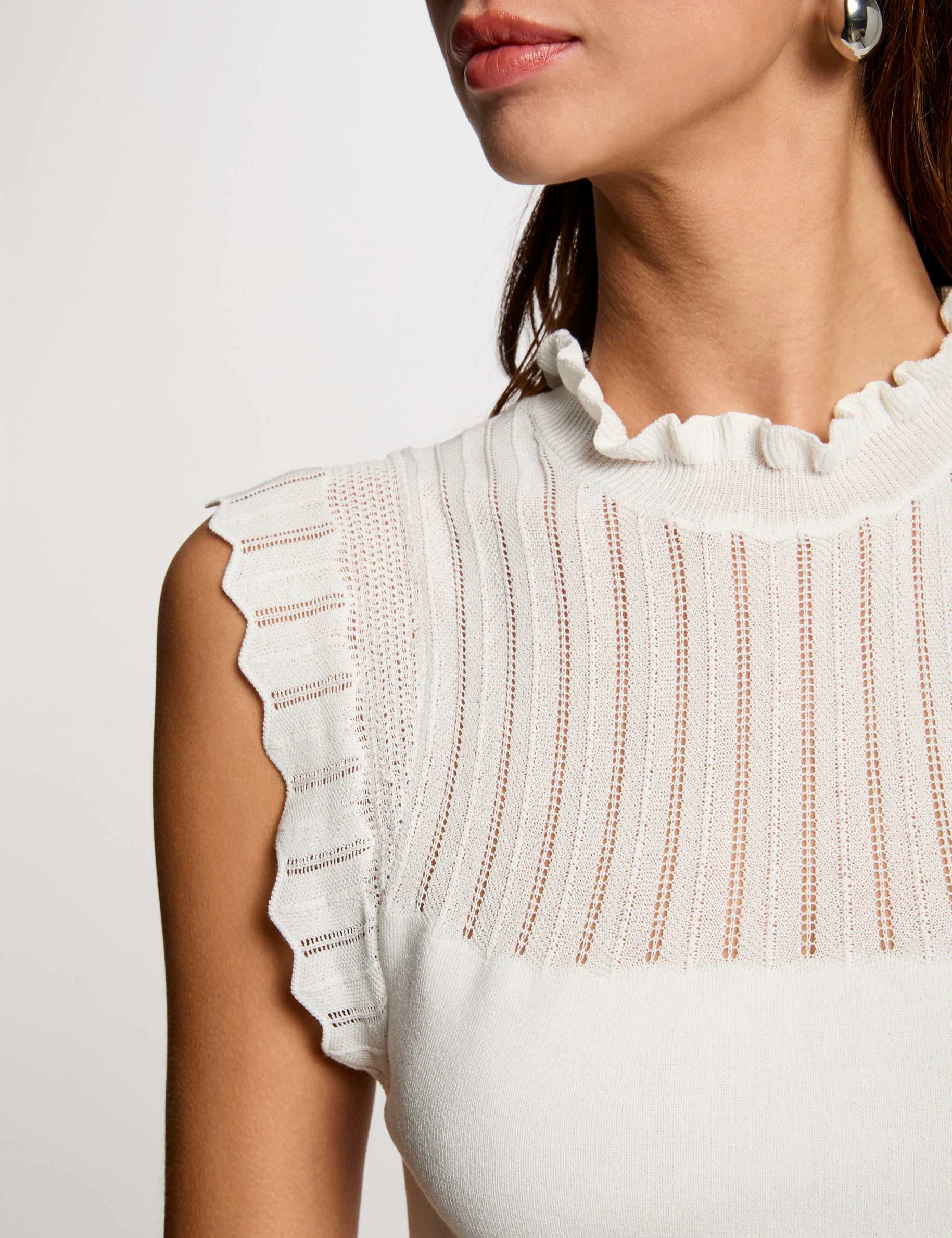 Sleeveless jumper round neck ivory women