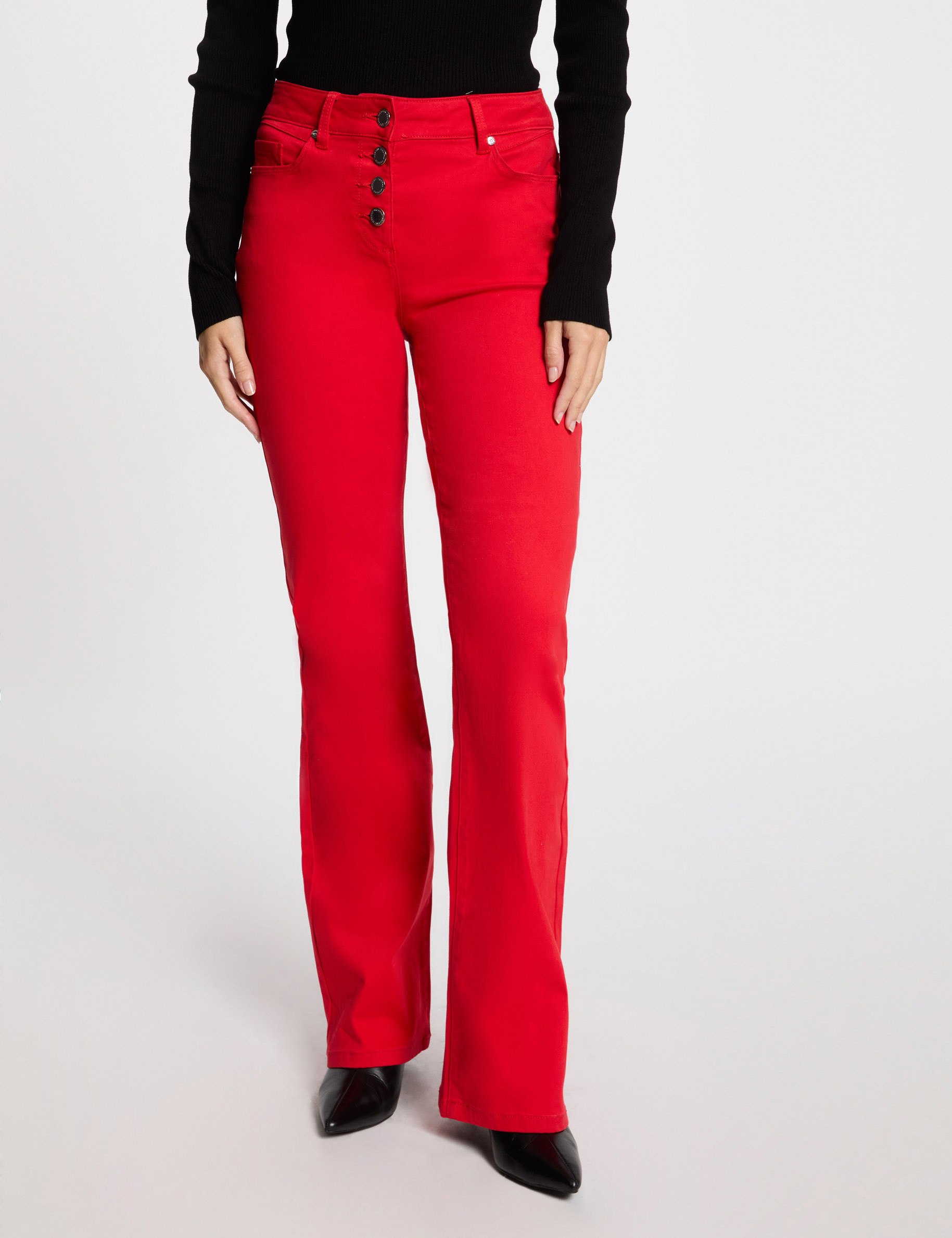 Buttoned bootcut trousers red women