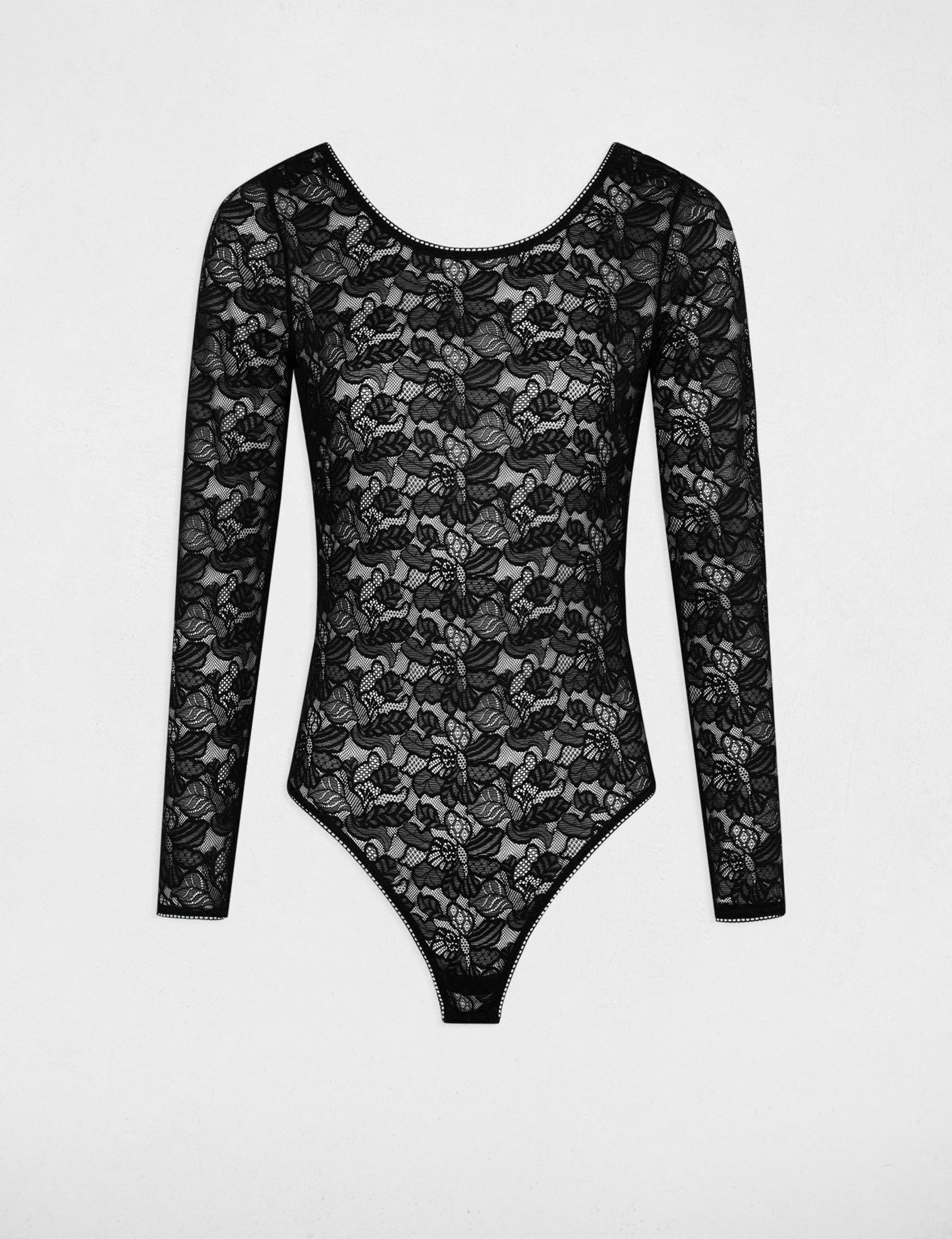 Body long sleeves lace black women