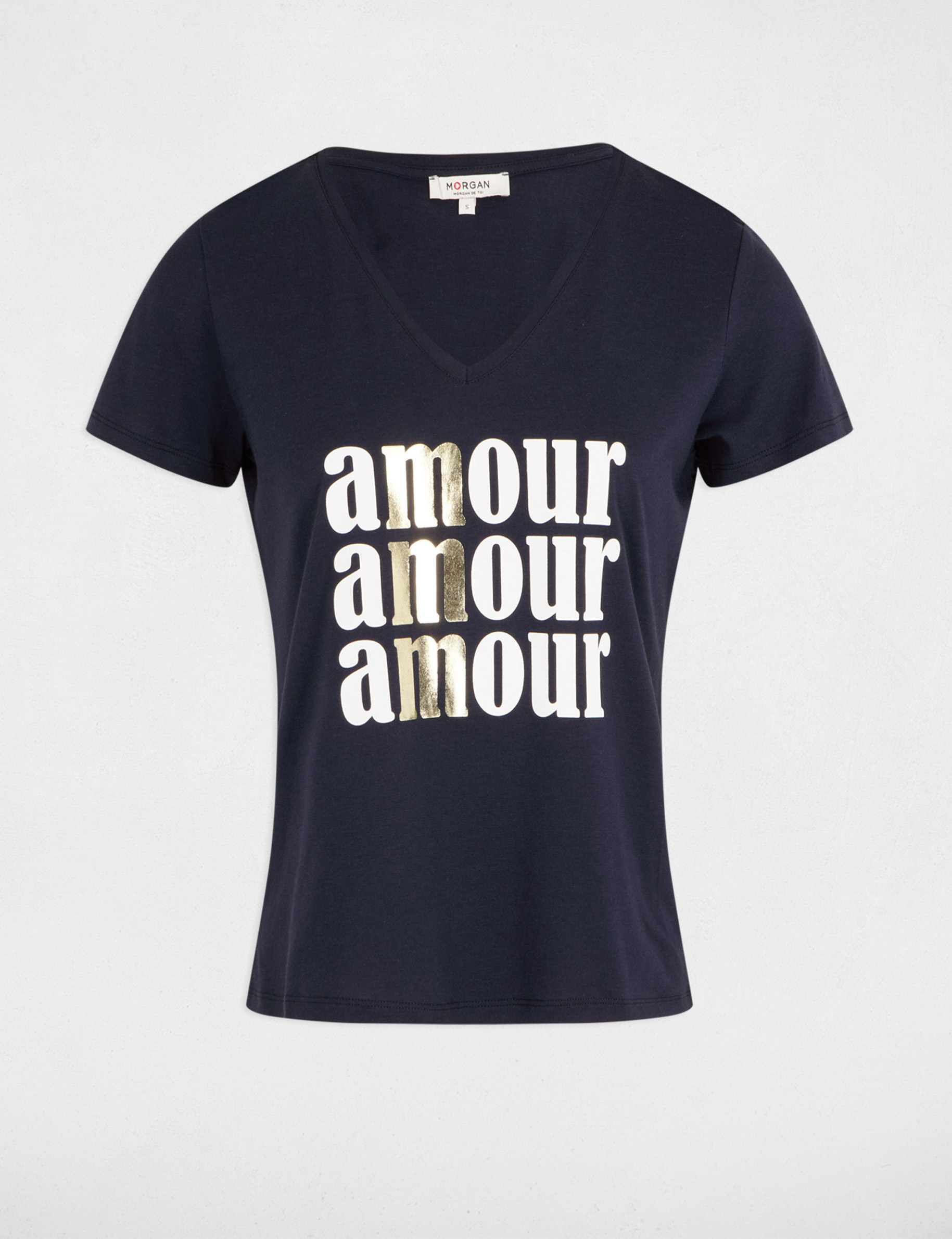 T-shirt with message navy blue women