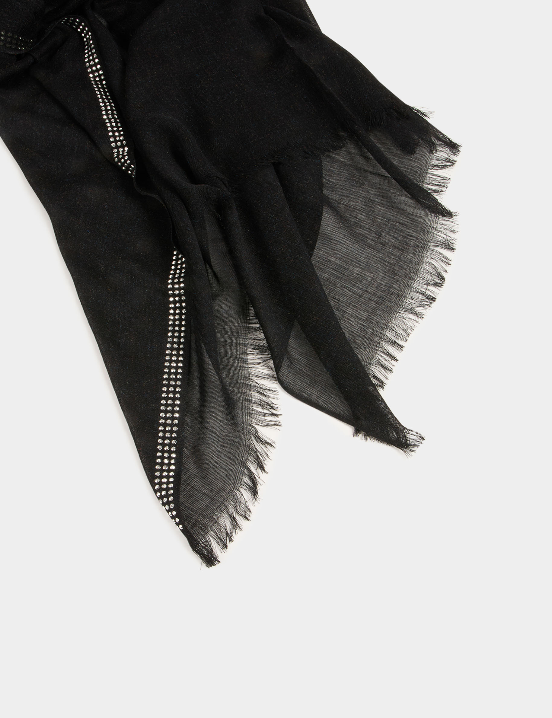 Scarf with rhinestones anthracite grey women