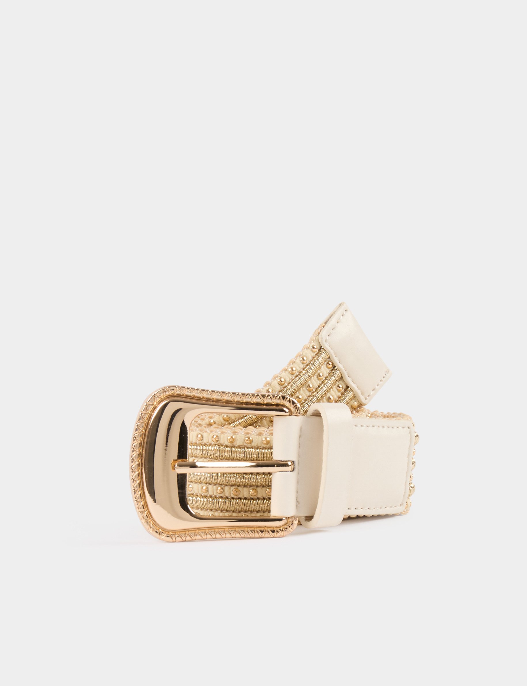 Belt with studs ivory women