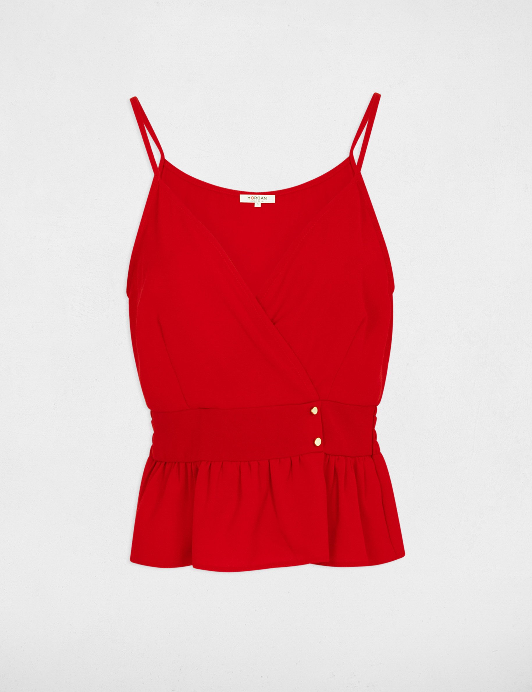 Top thin straps and ruffles red women