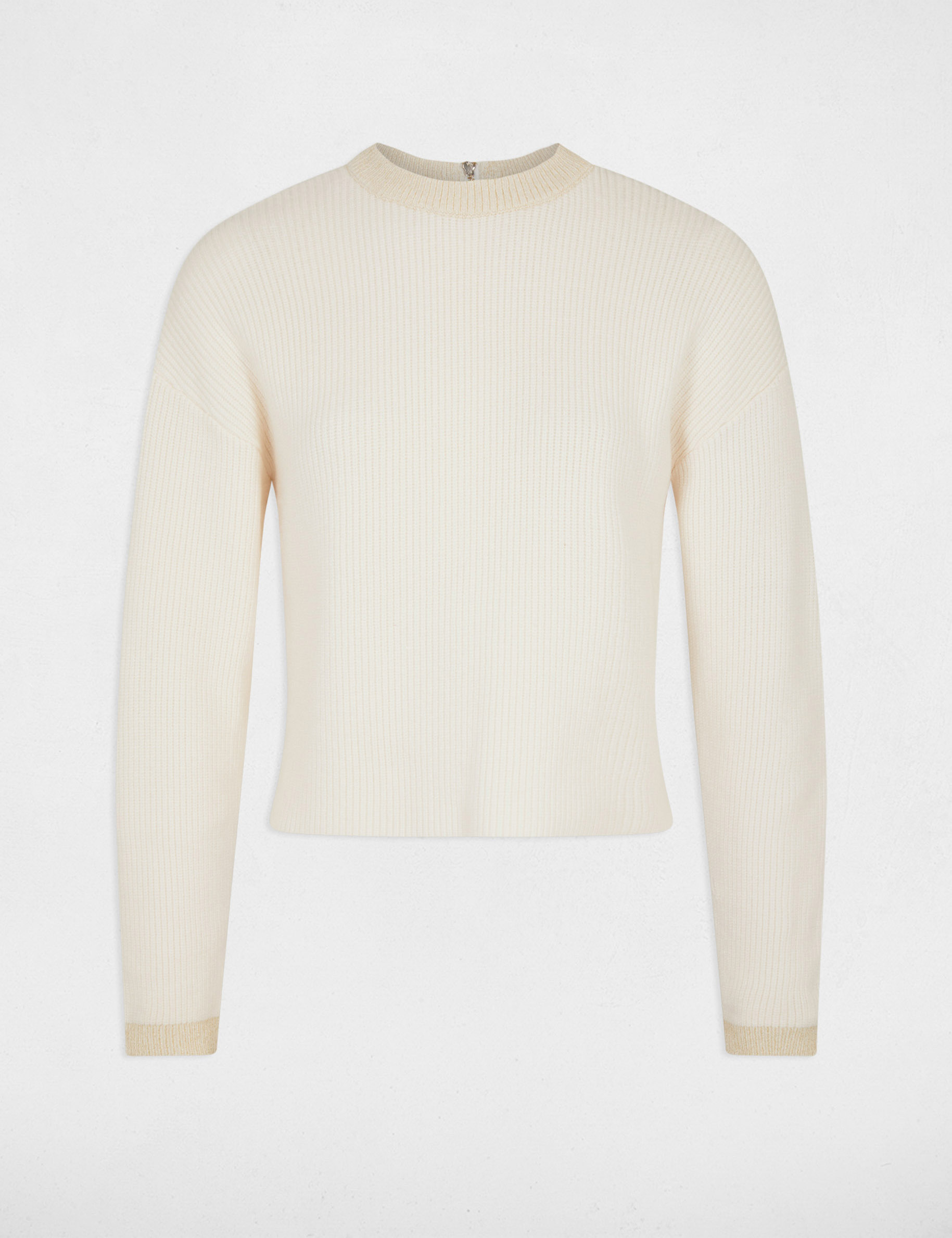 Long sleeved jumper zipped back ivory ladies Morgan