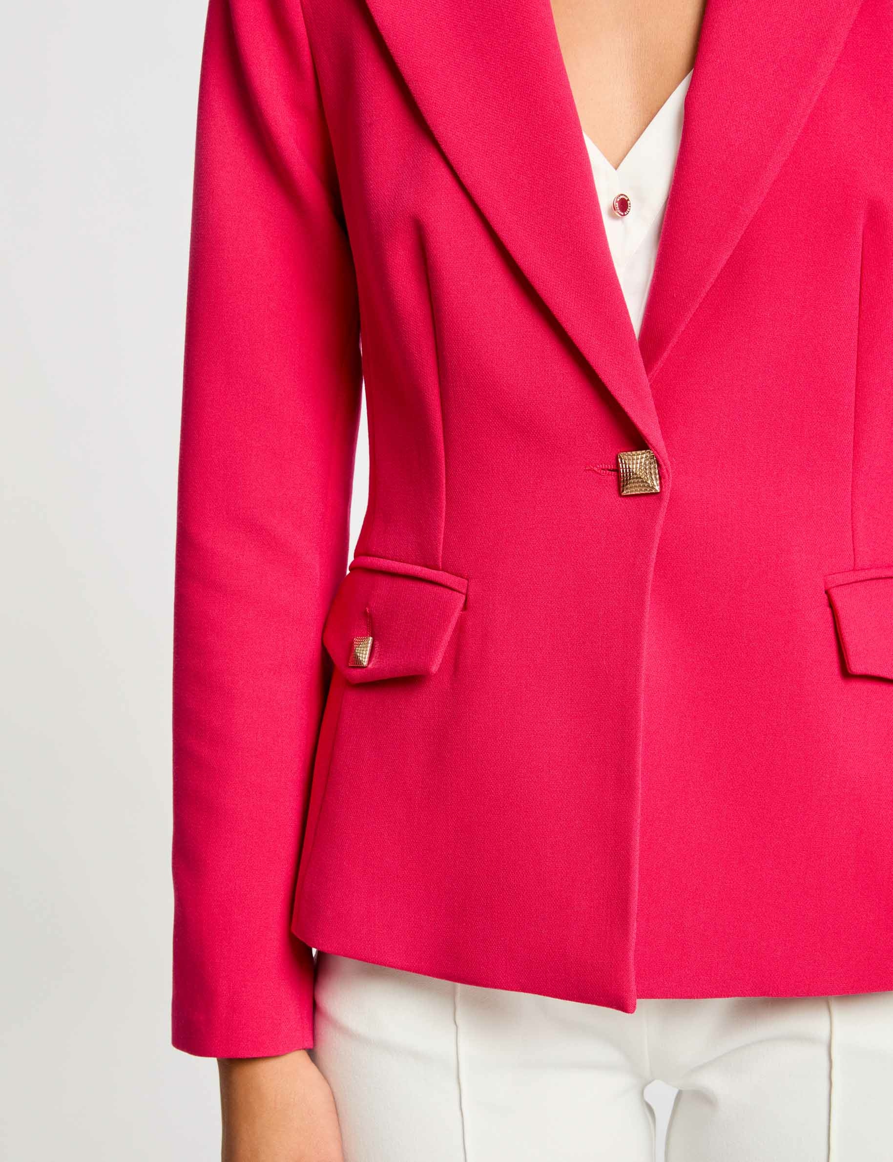 Waisted city jacket with long sleeves raspberry women