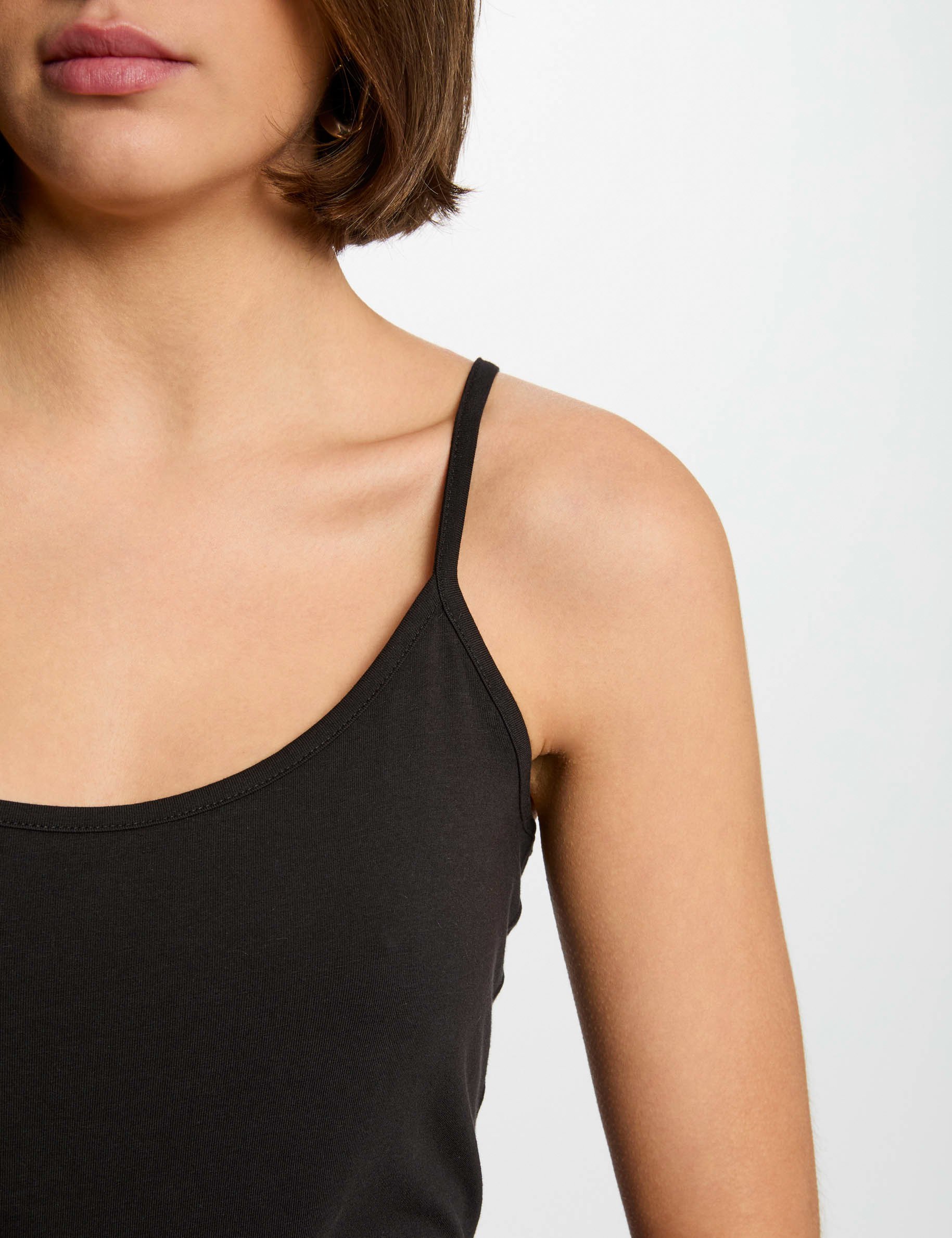 Vest top thin straps black women