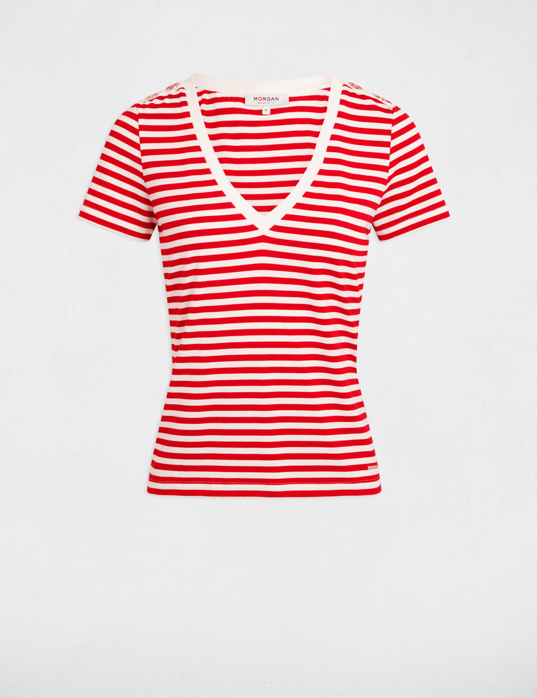 Striped short-sleeved t-shirt white women