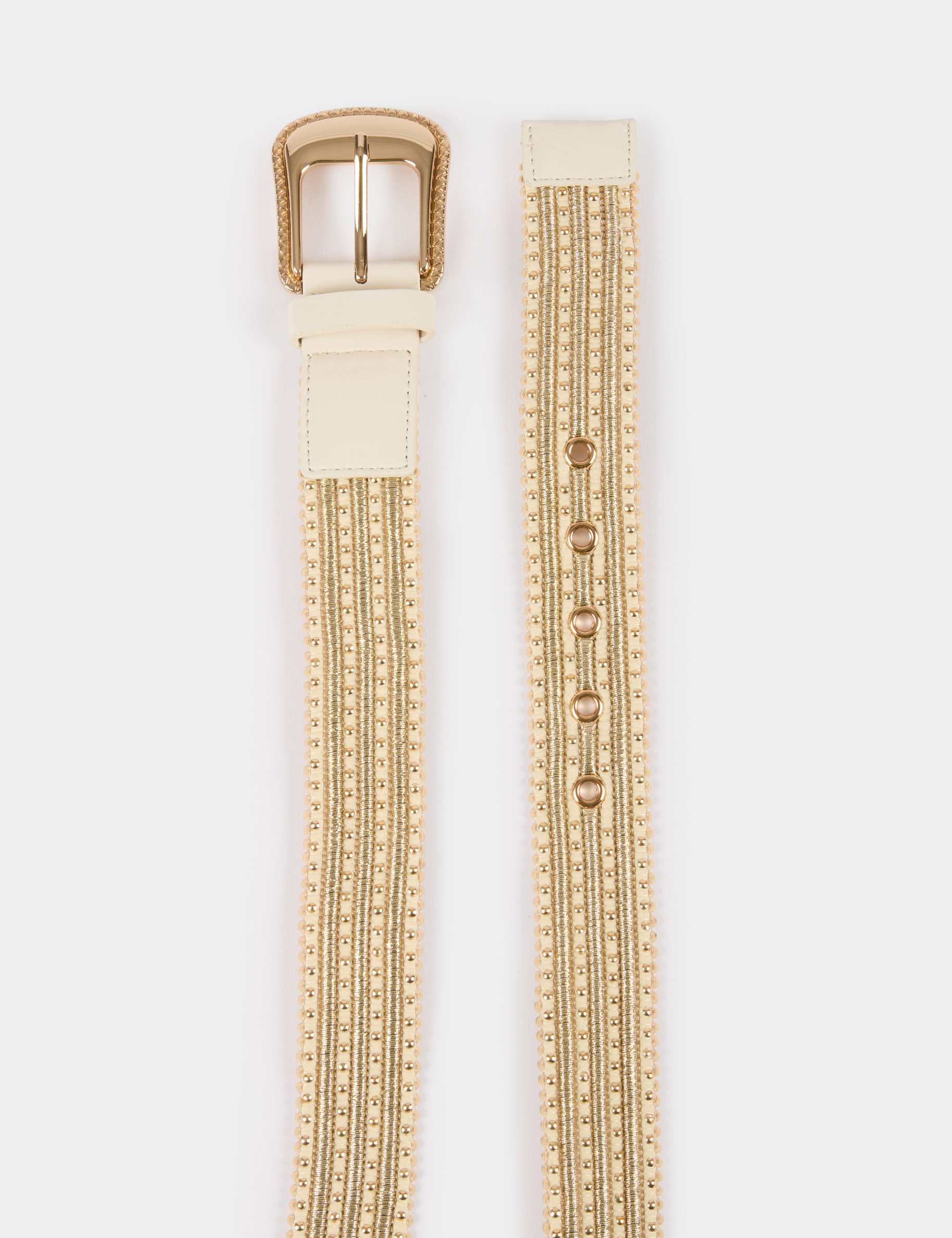 Belt with studs ivory women