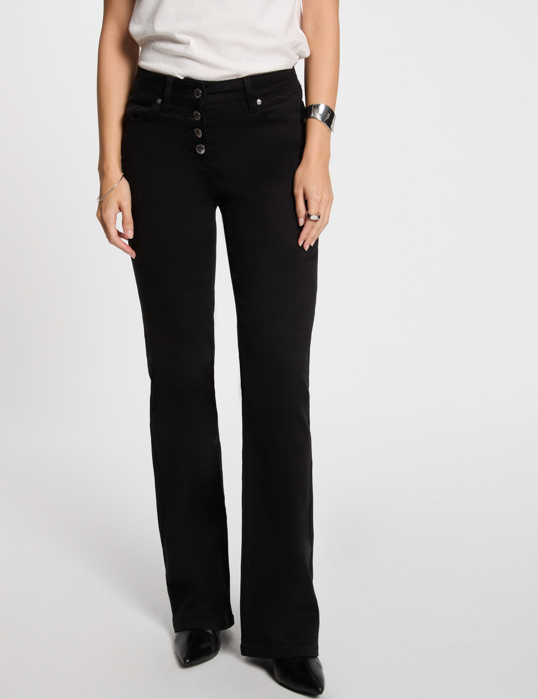 Buttoned bootcut trousers black women