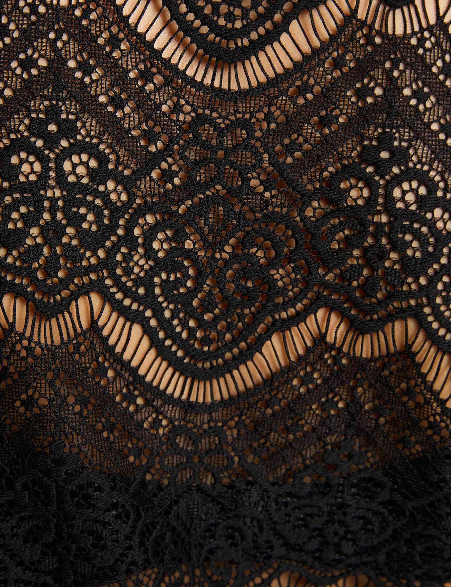 lace shirt with lavalliere tie black women null