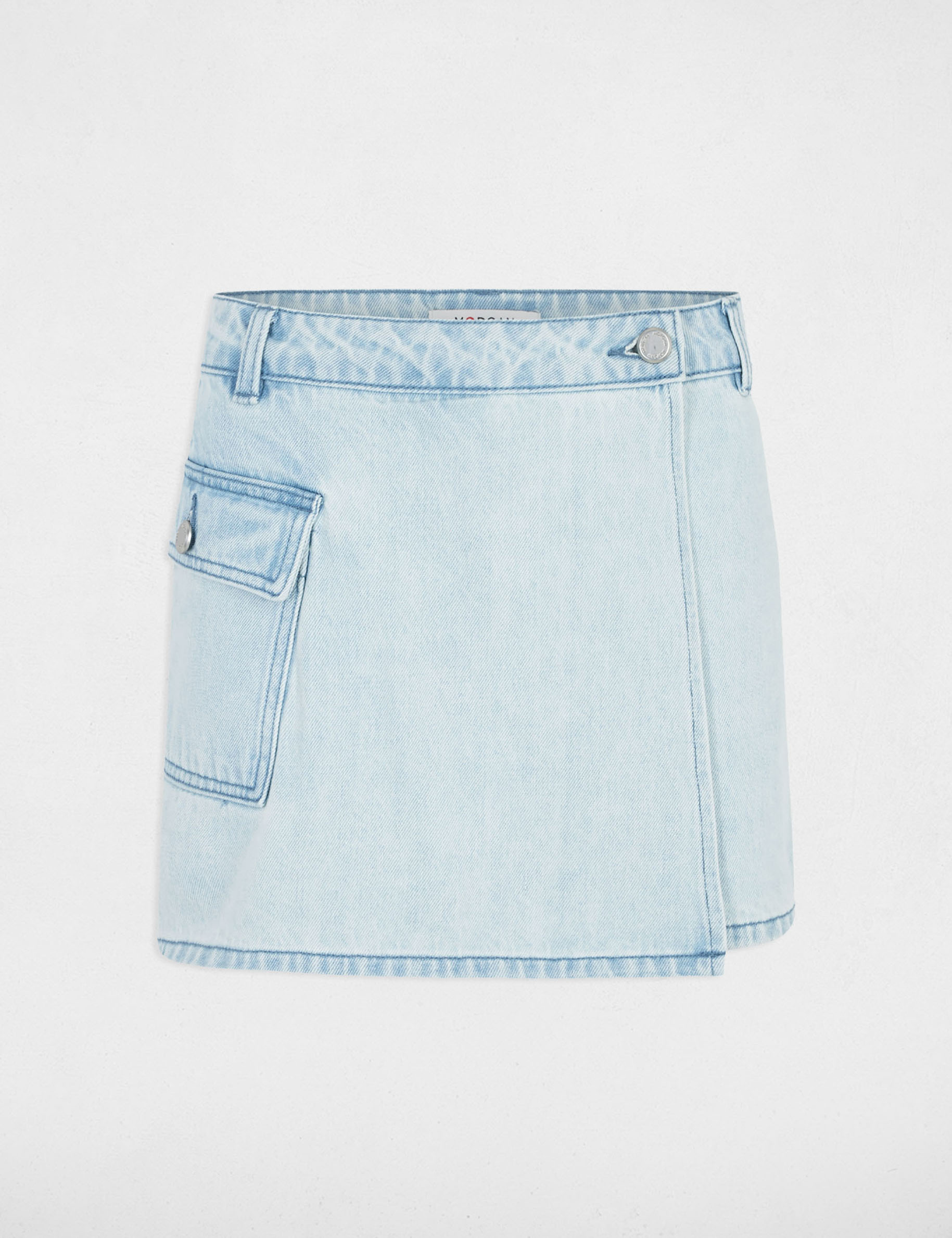 Low-waisted denim skort bleach denim women