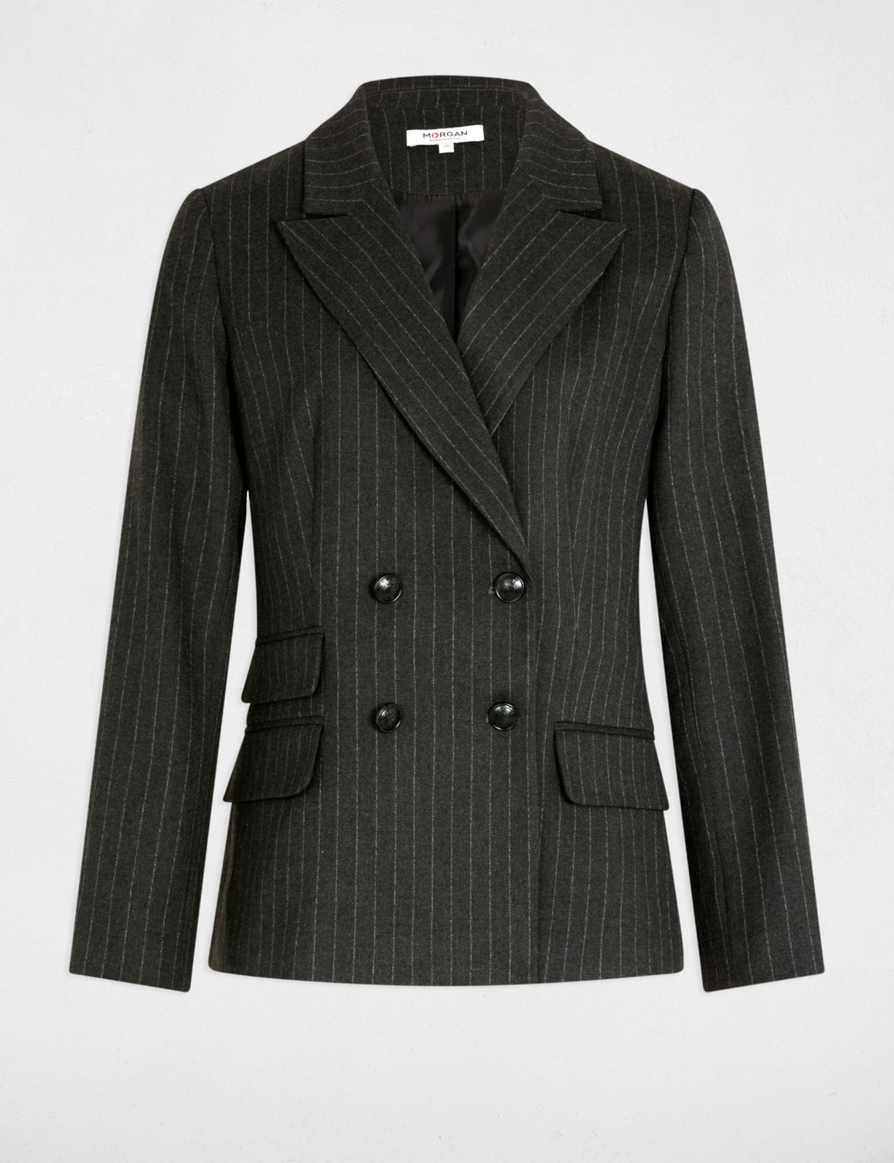 Blazer with stripes anthracite grey women