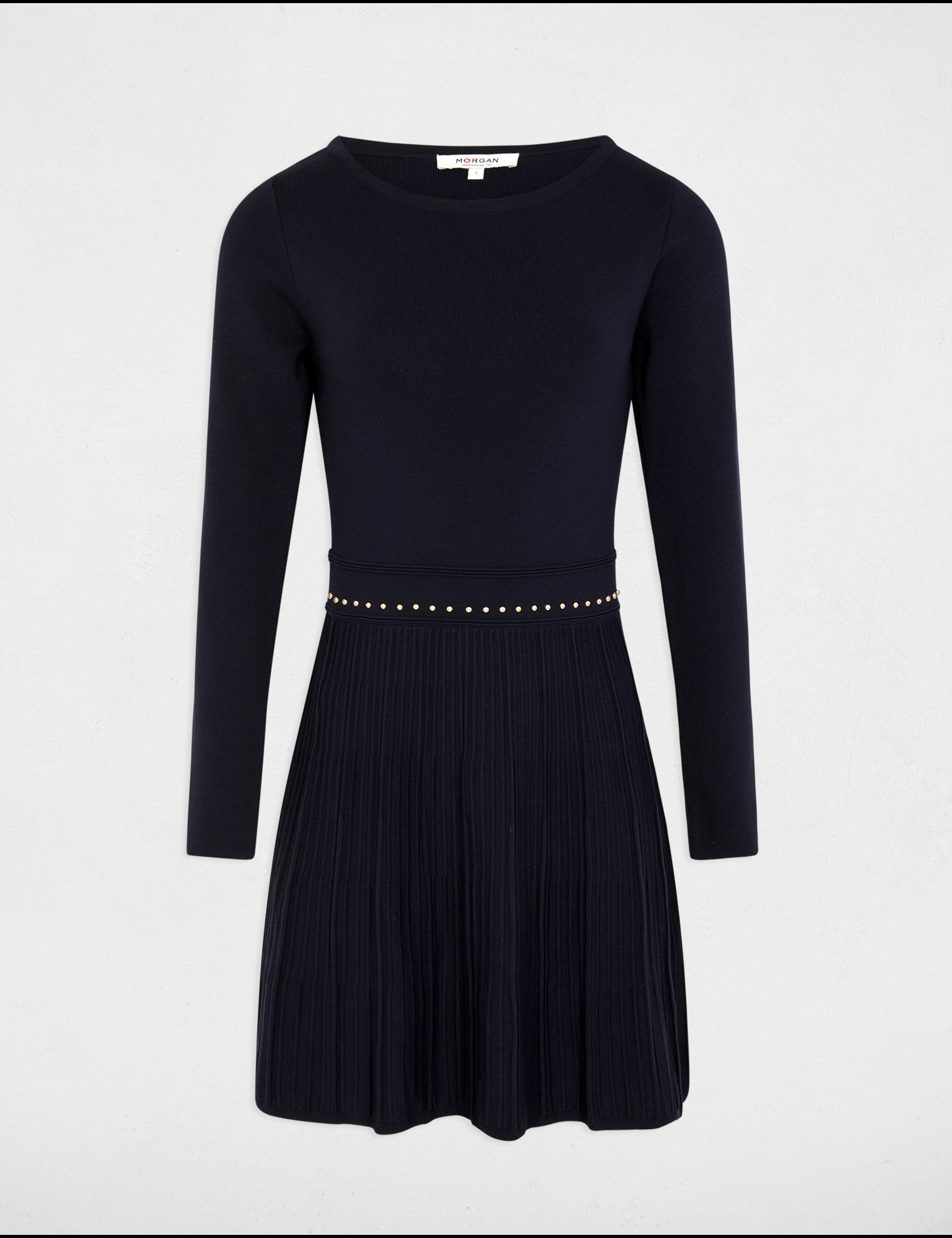 A-line mini knitted dress navy blue women