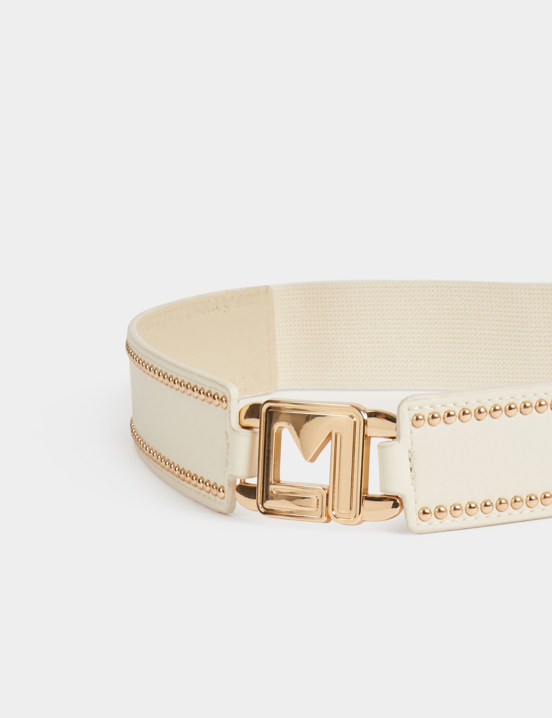 Elasticised belt with studs ivory women