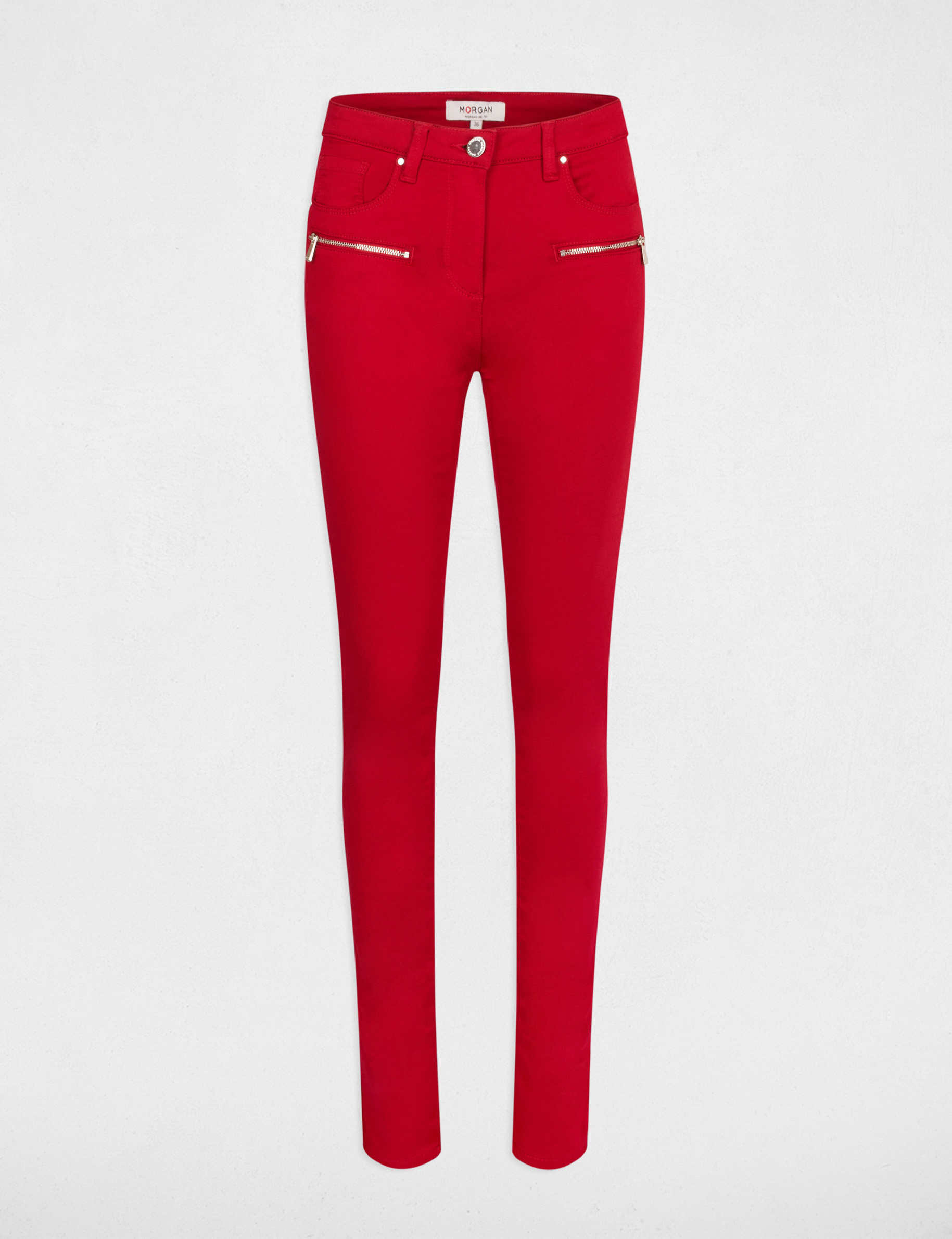 Slim jeans zipped details medium red women Morgan