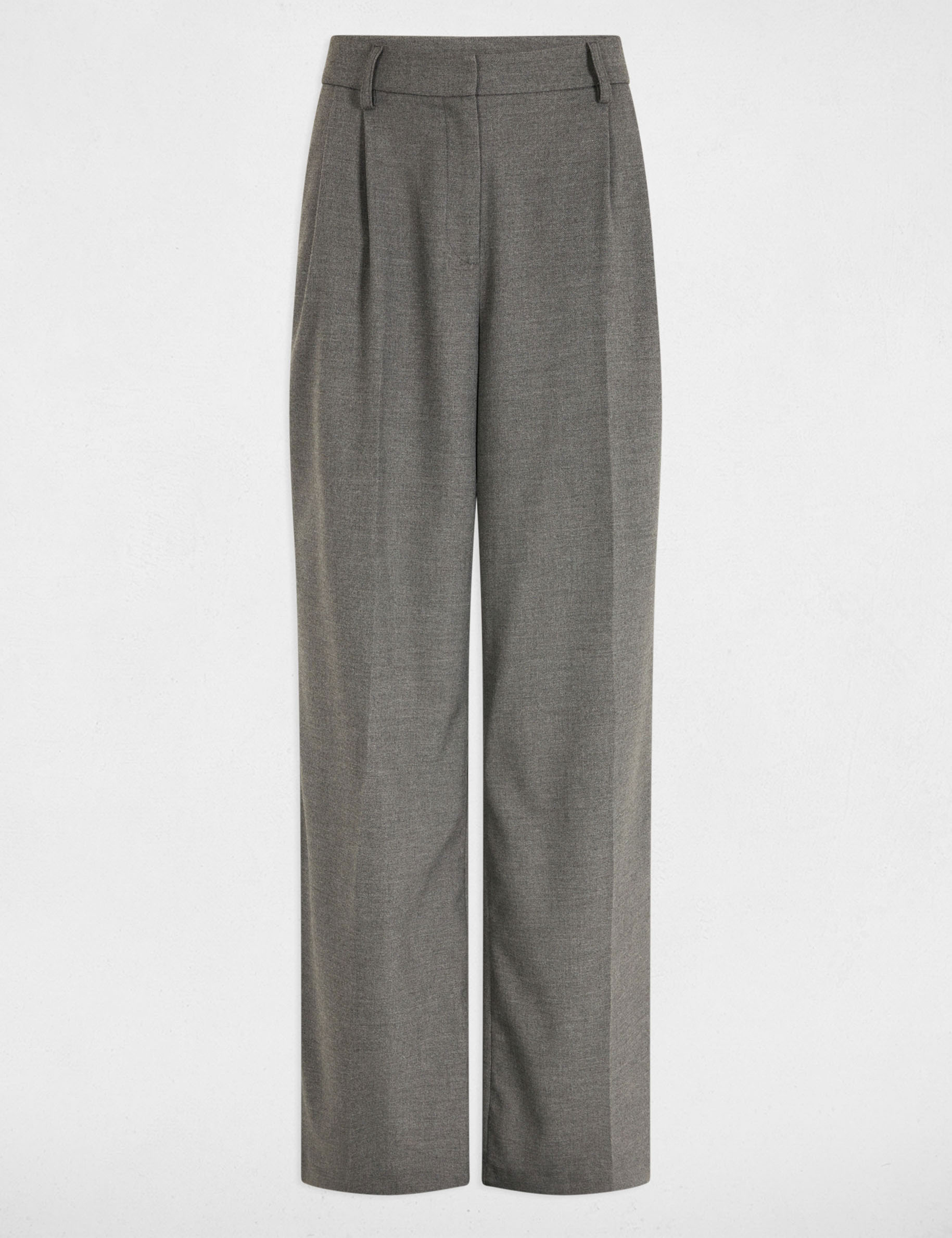 Wide leg trousers with darts light grey women