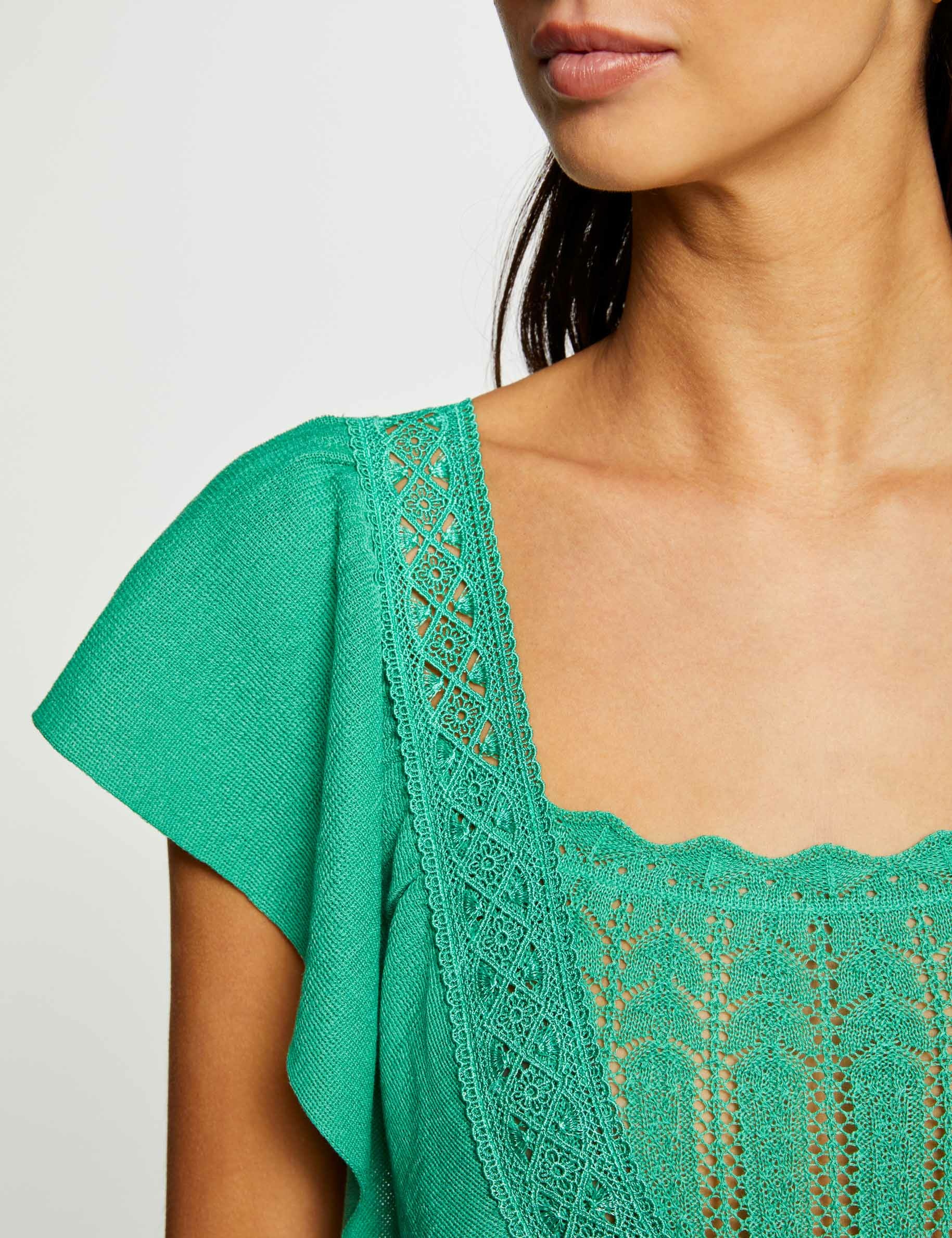 Lace short-sleeved jumper green ladies'