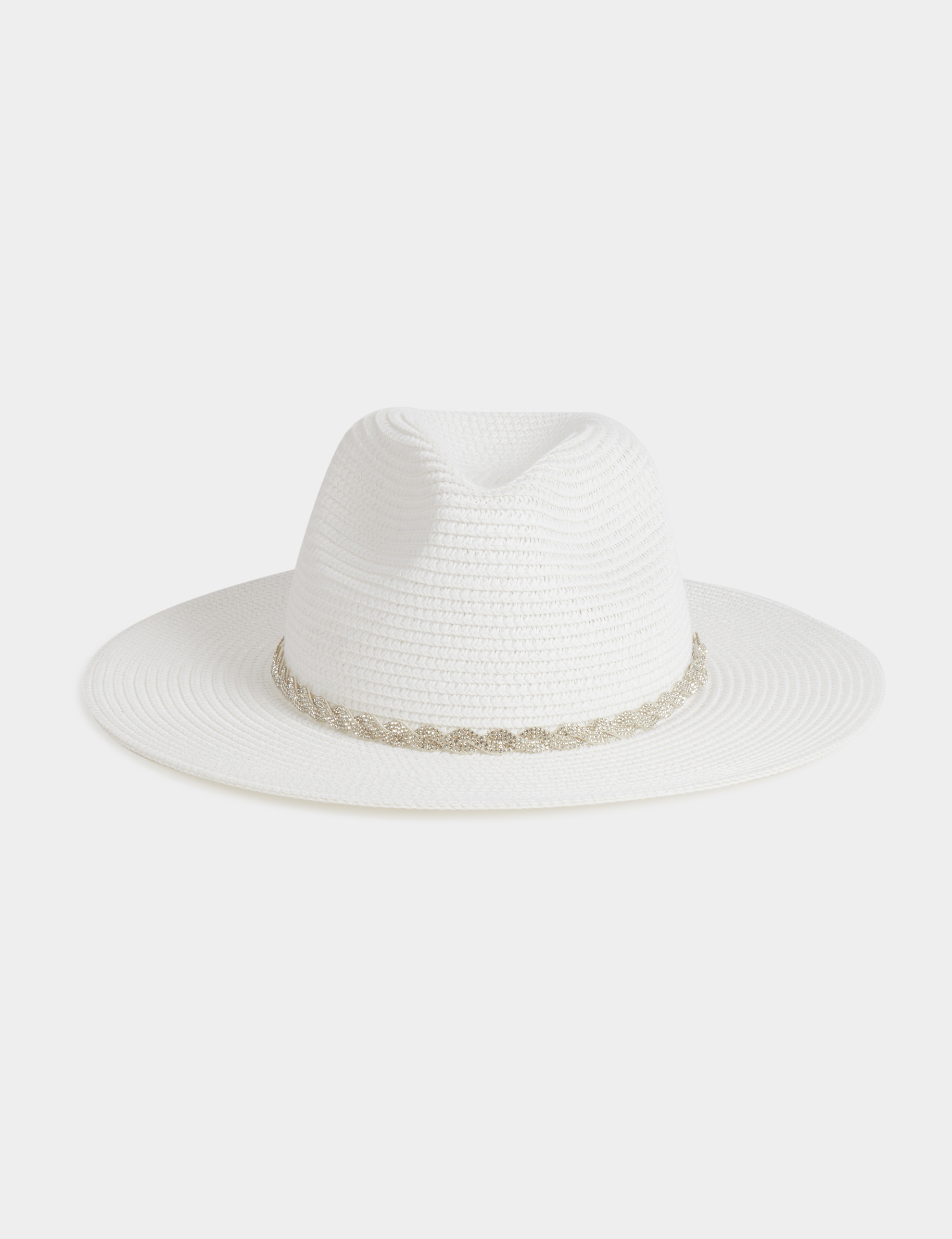 Braided hat with rhinestones white women