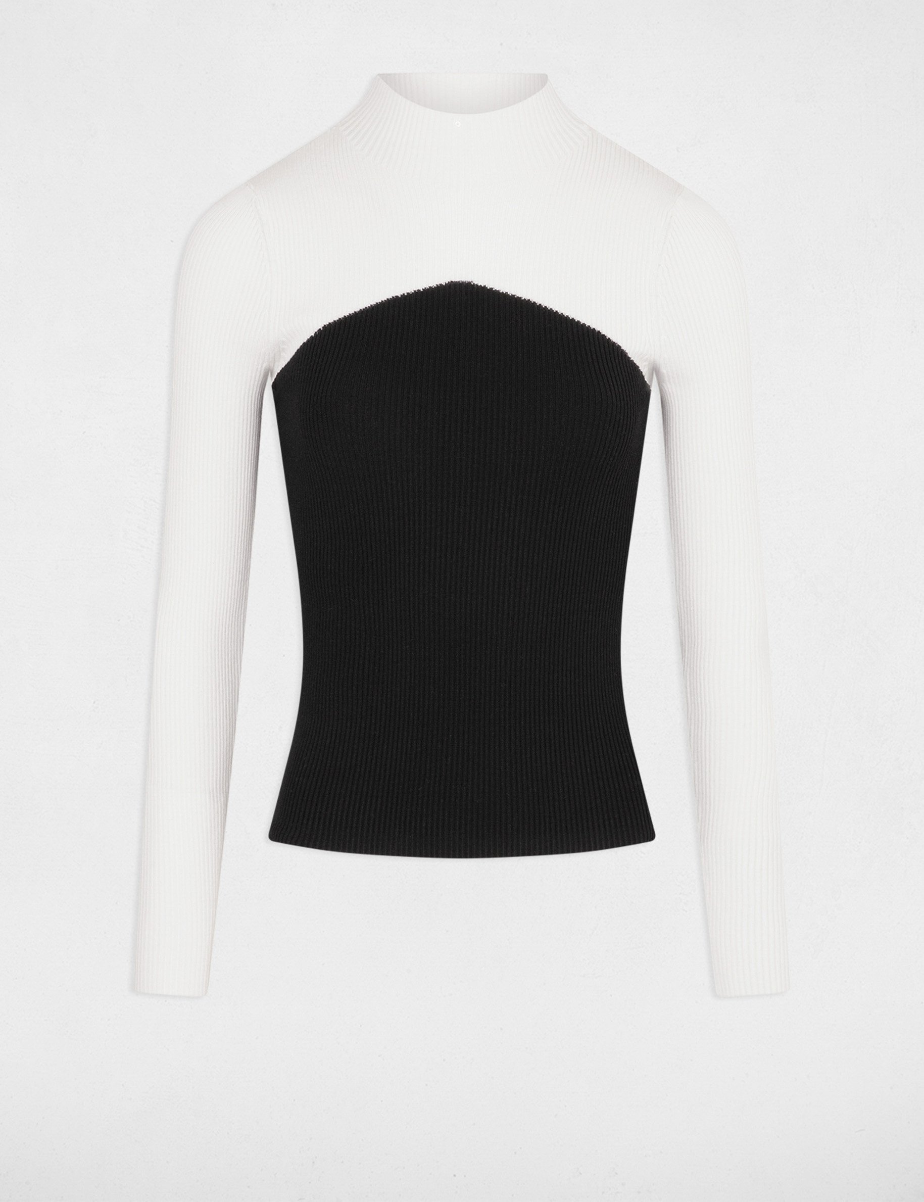 Ribbed jumper high collar black women