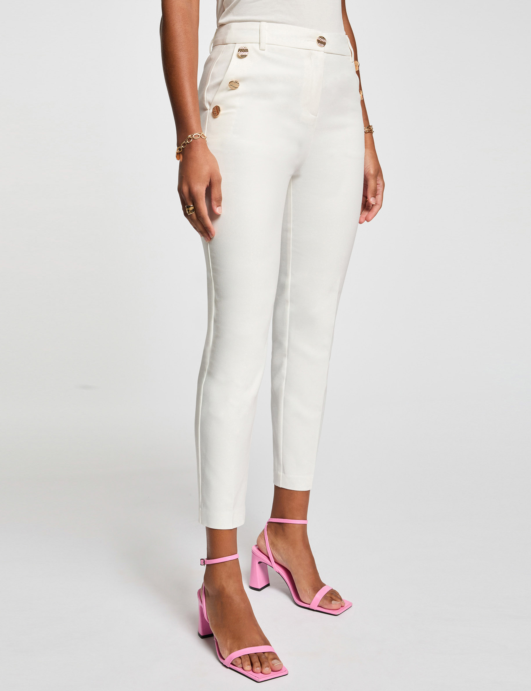 Cropped cigarette trousers white women