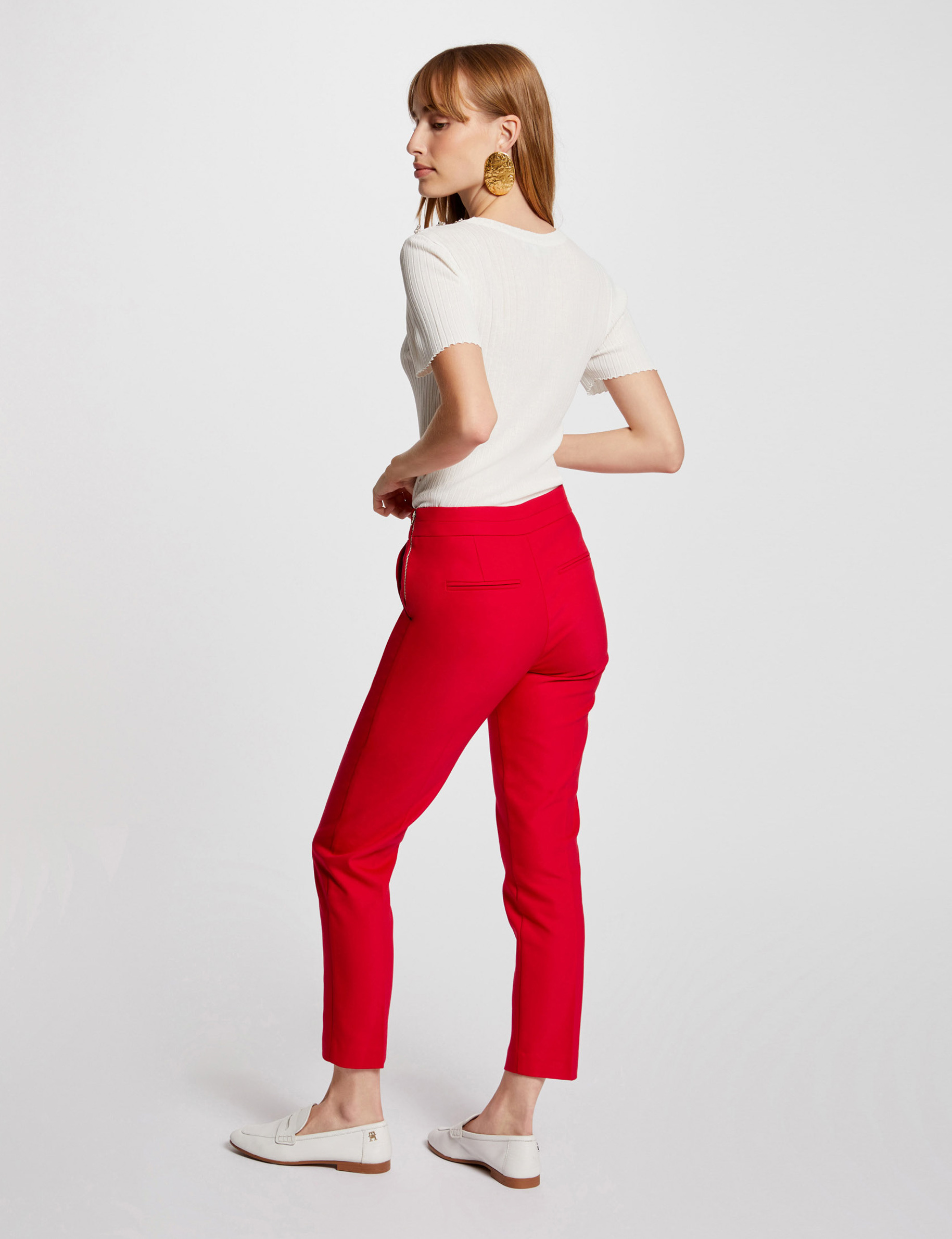 Cropped cigarette trousers raspberry ladies'