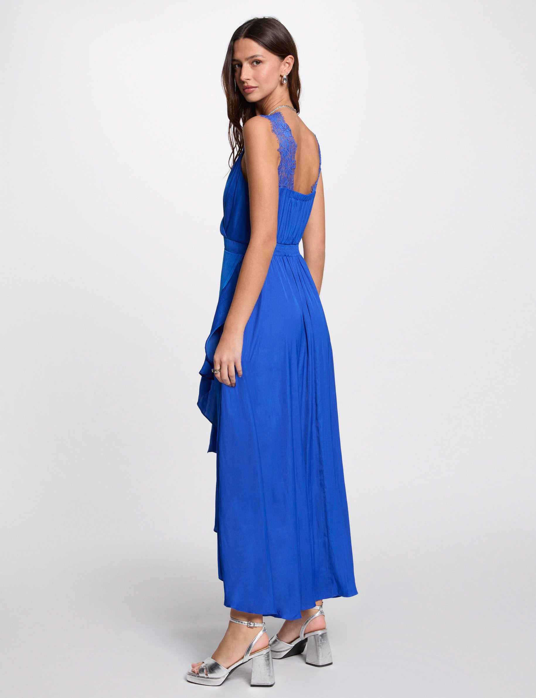 Maxi loose straight dress electric blue women