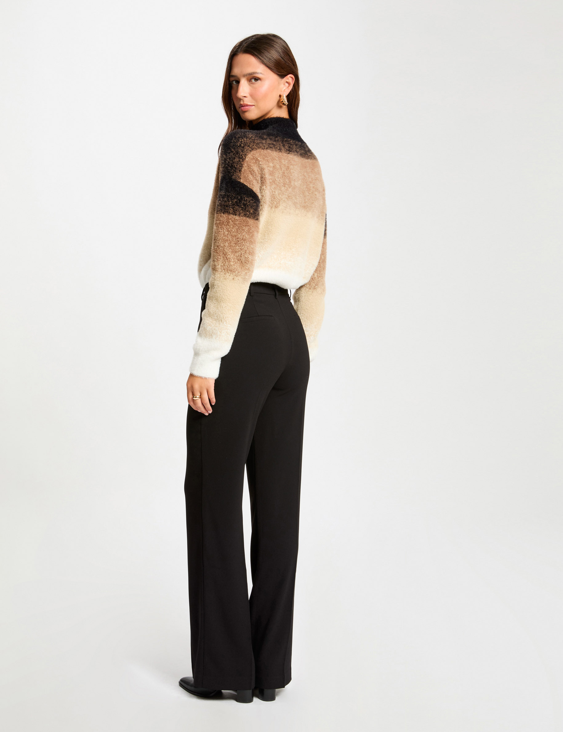 Wide leg trousers with darts black women