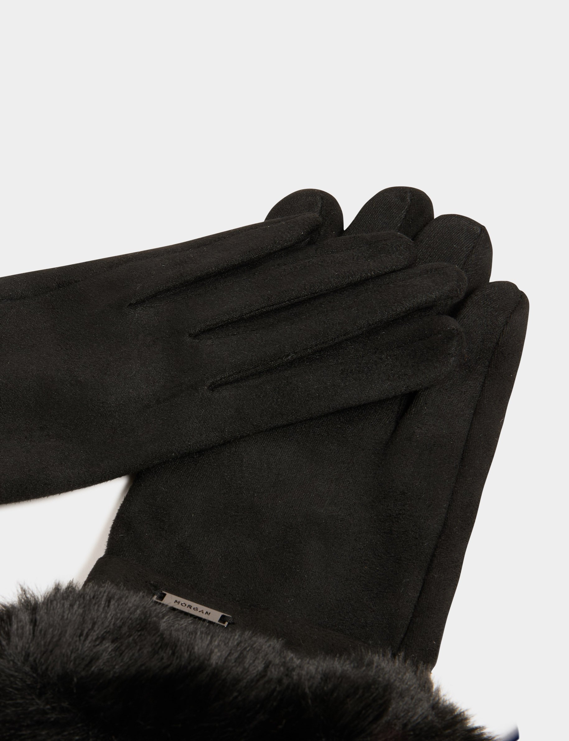 Gloves faux fur details black women