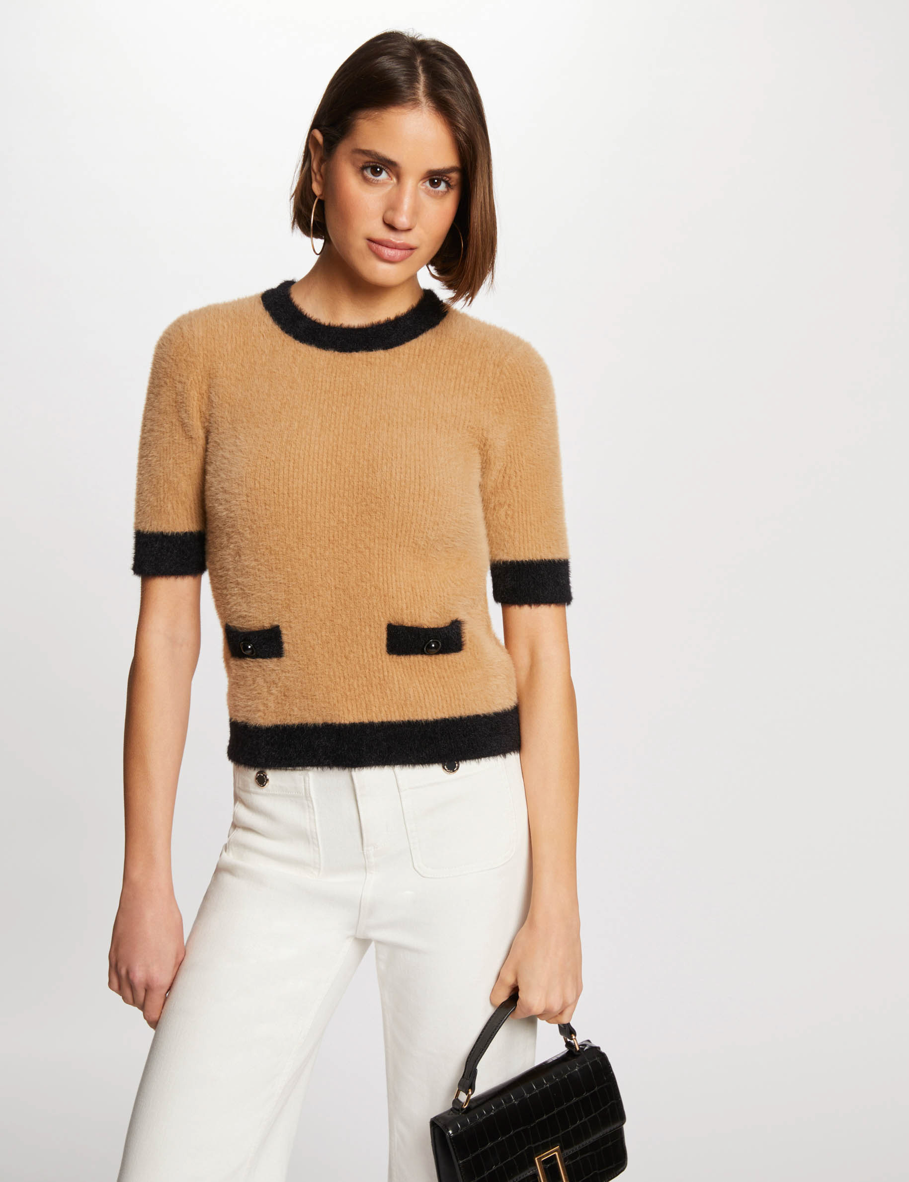 Short-sleeved jumper camel women