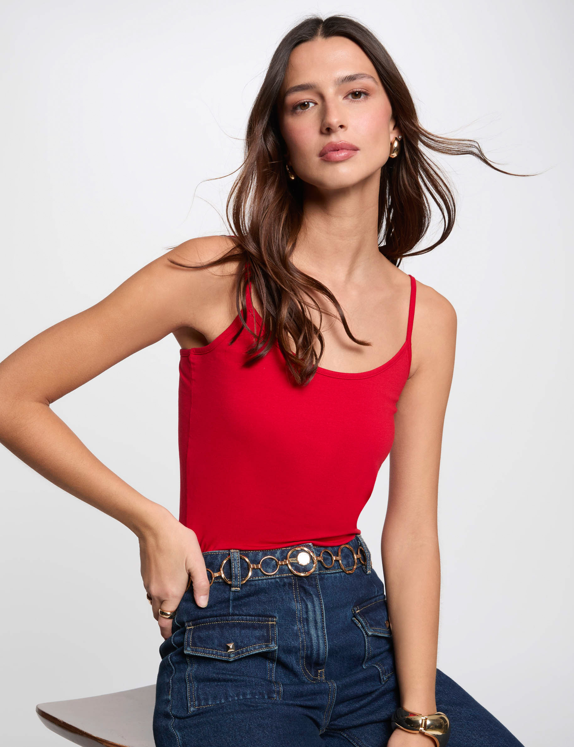 Vest top thin straps red women