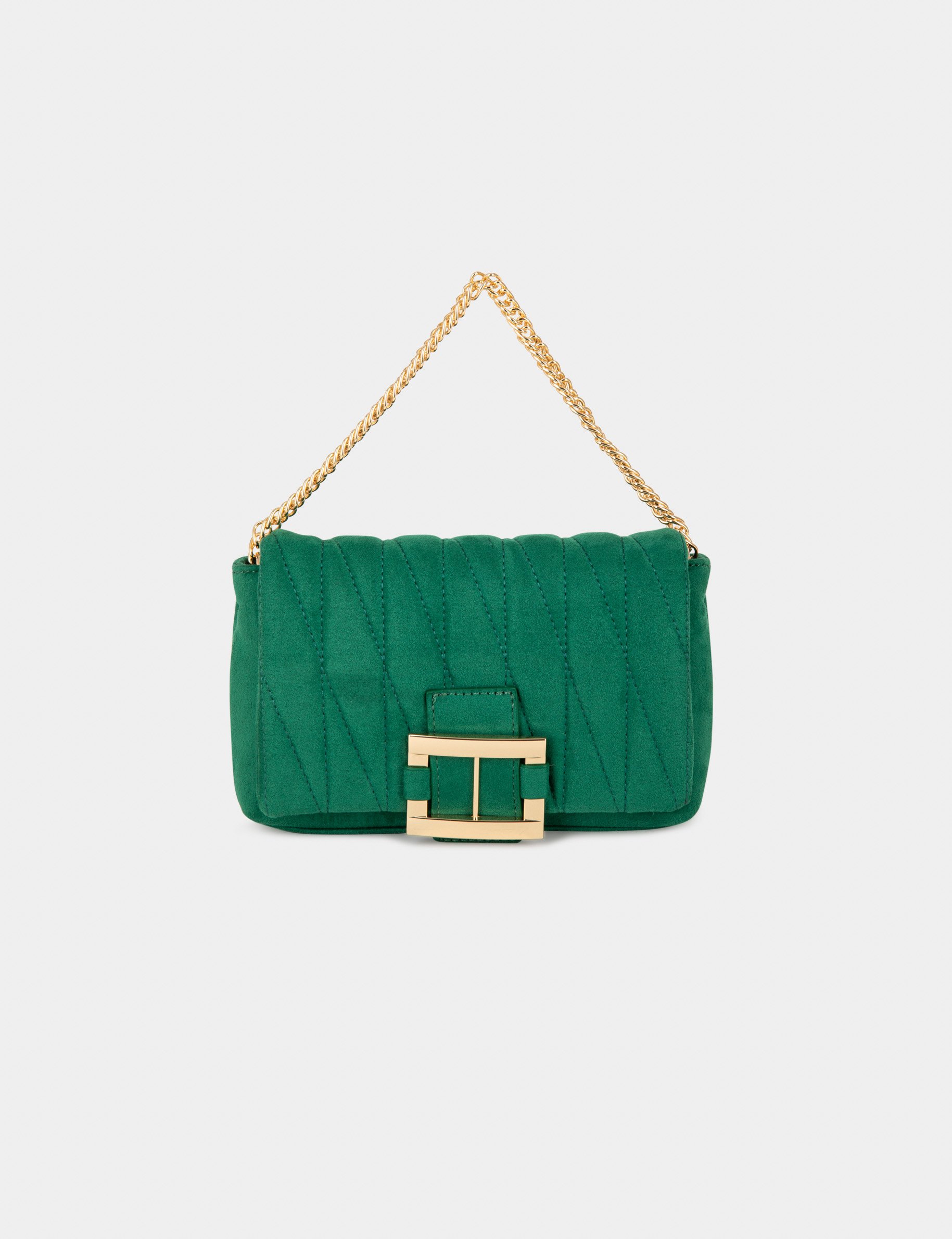 Quilted bag with buckle green ladies