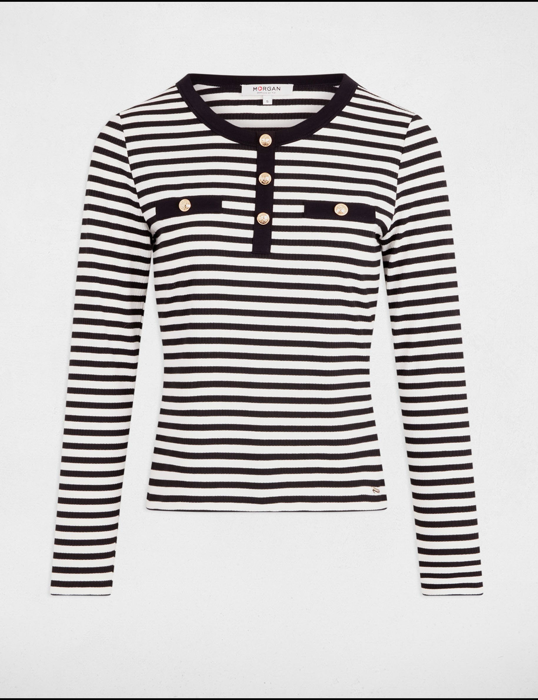 Striped long-sleeved t-shirt white women