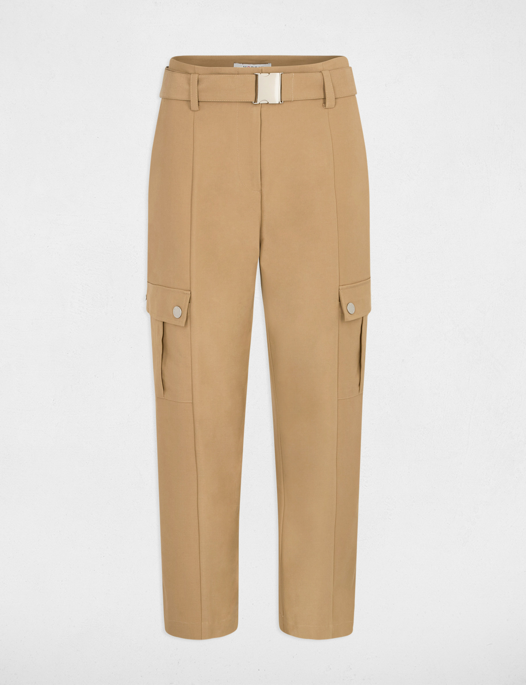 Pantalon cargo 7/8ème beige femme