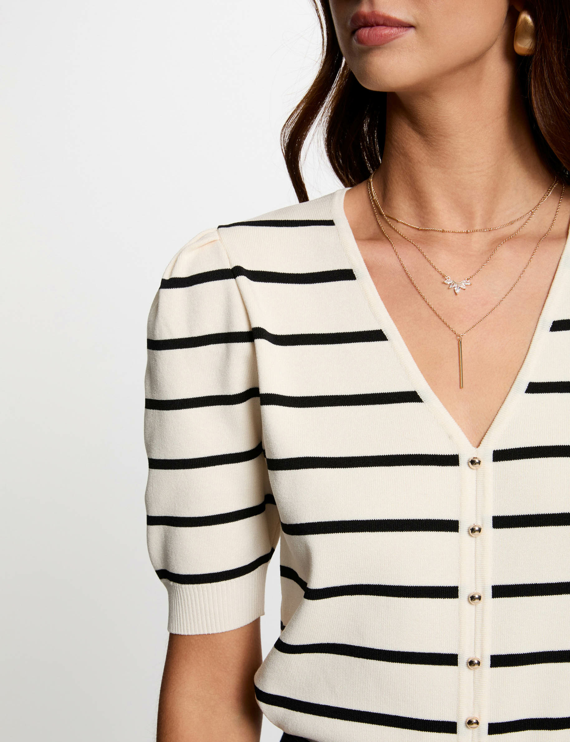 Striped jumper short-sleeves ivory women