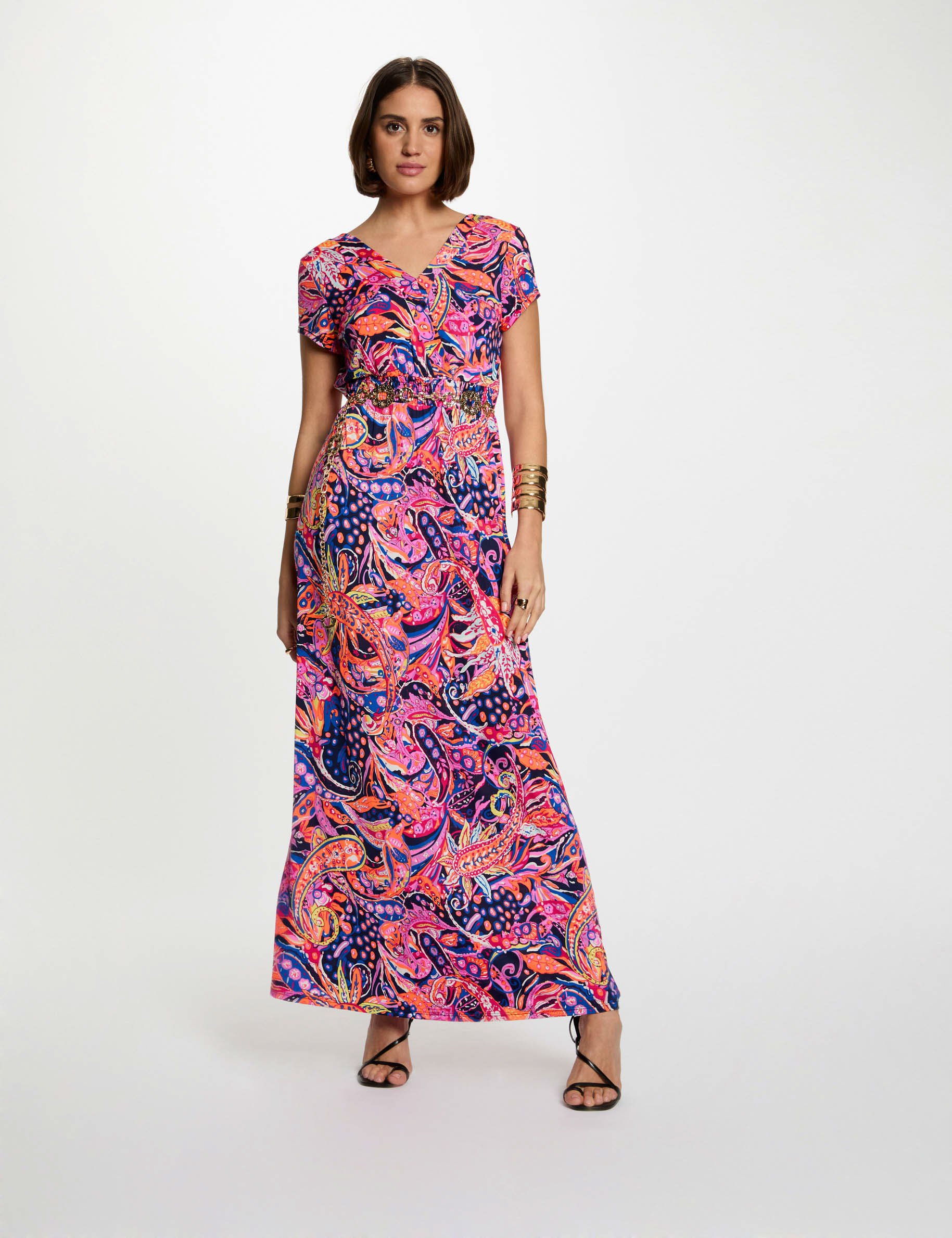 Printed maxi straight dress multicolor women