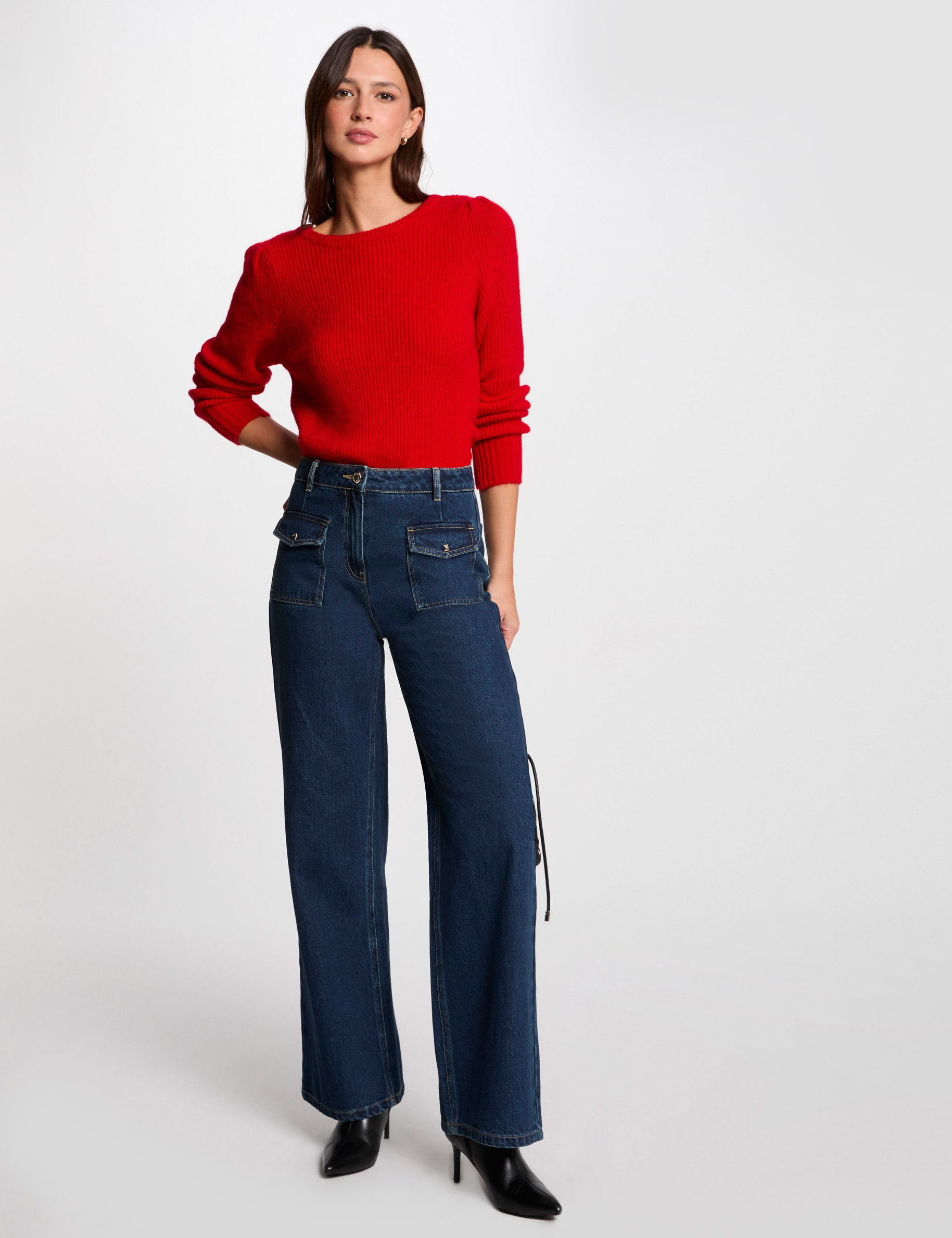 Jumper round neck long sleeves red women