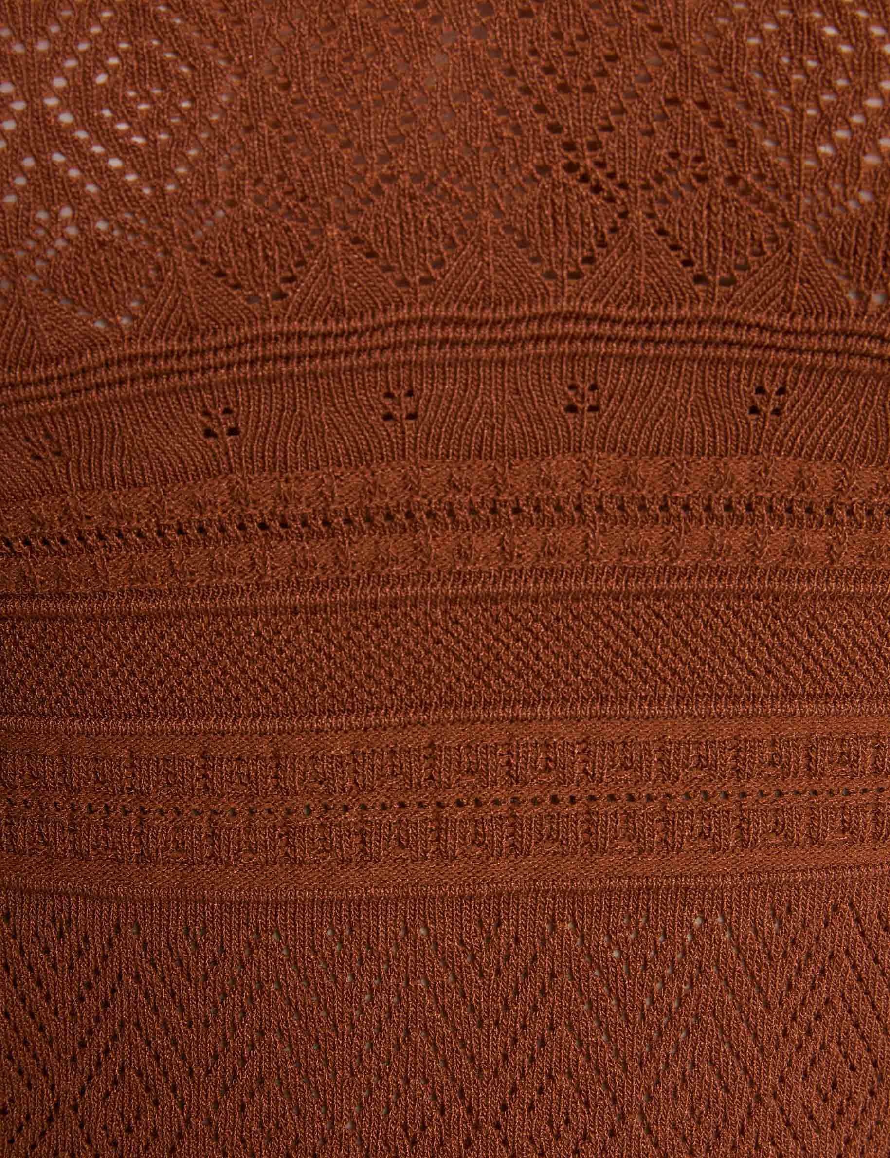 knitted top with v neck cognac brown women null