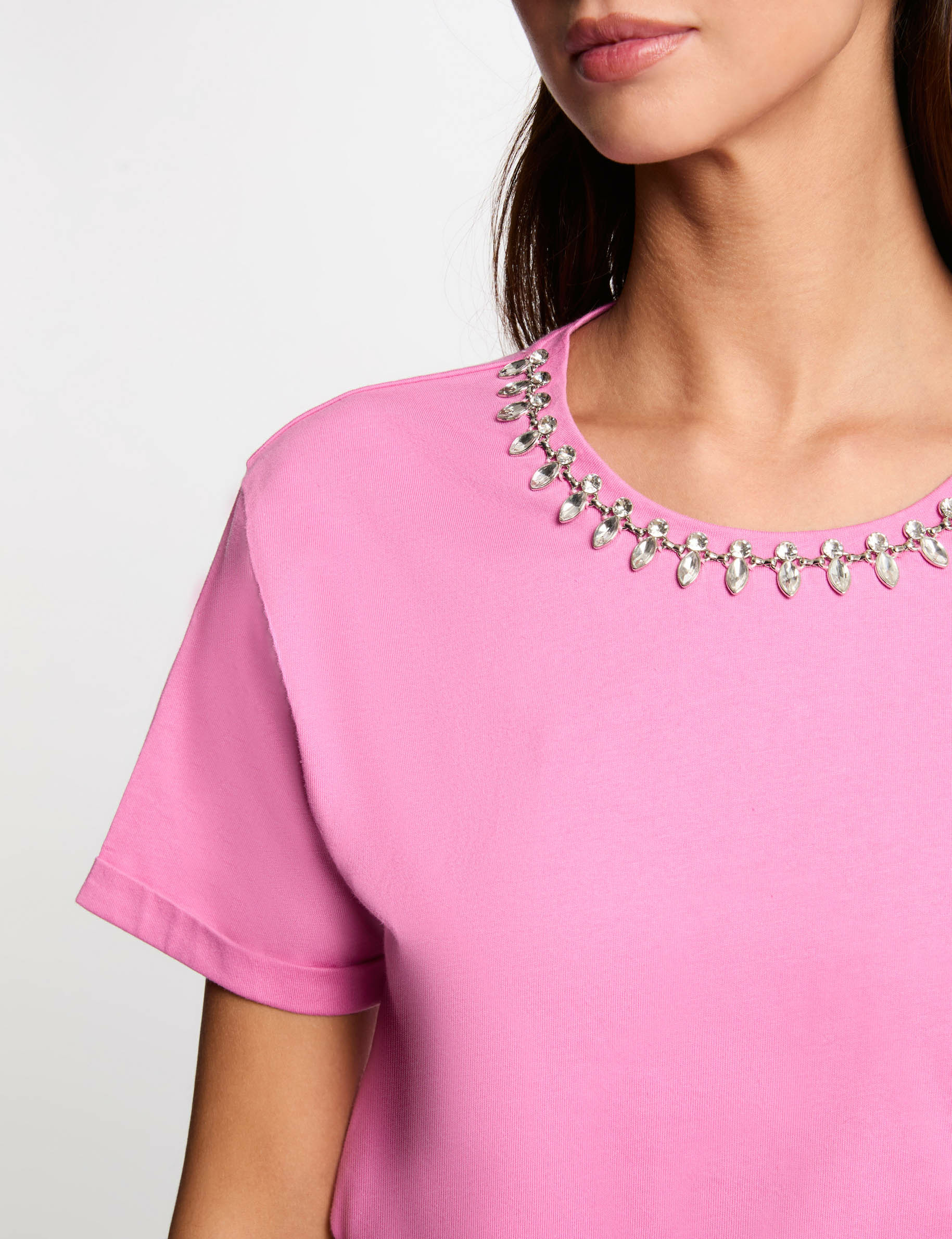 Short-sleeved t-shirt jewels pink women