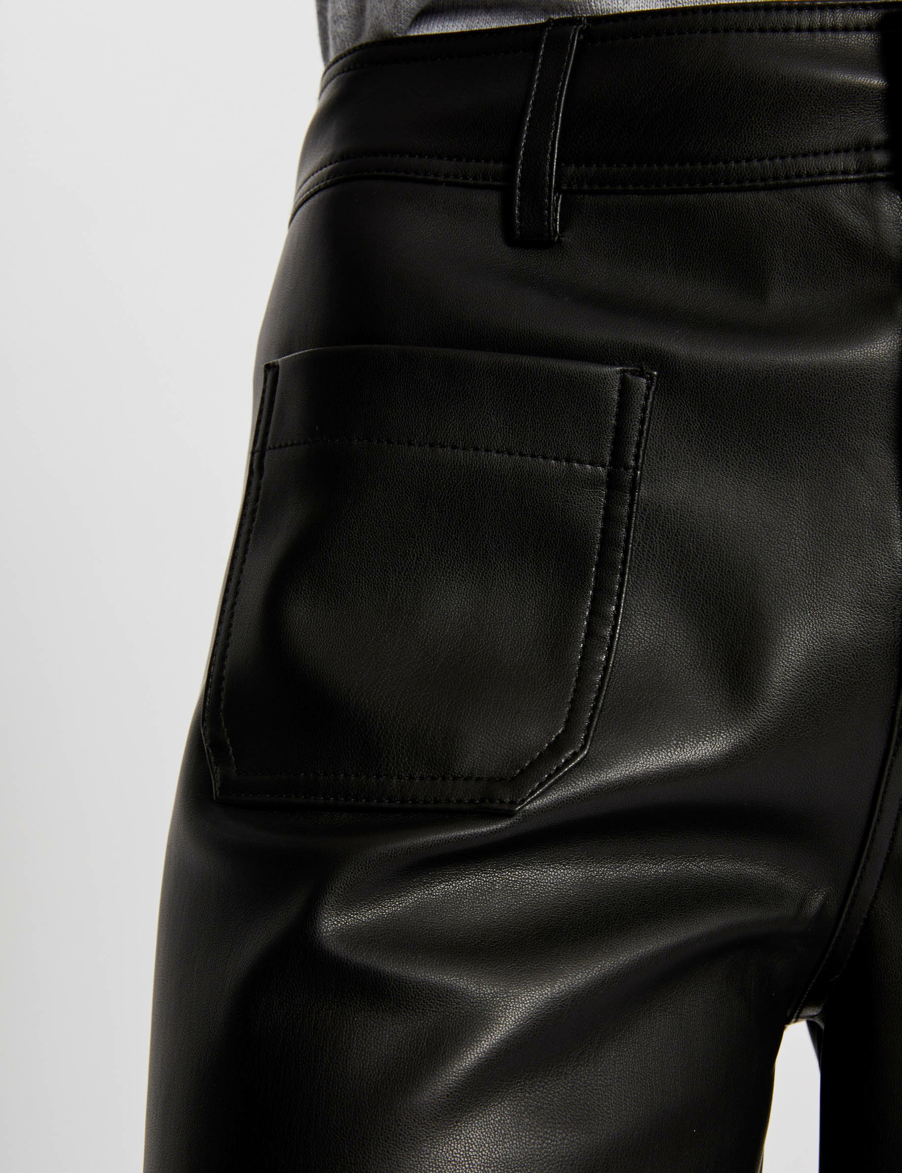 Wide leg faux leather trousers black women