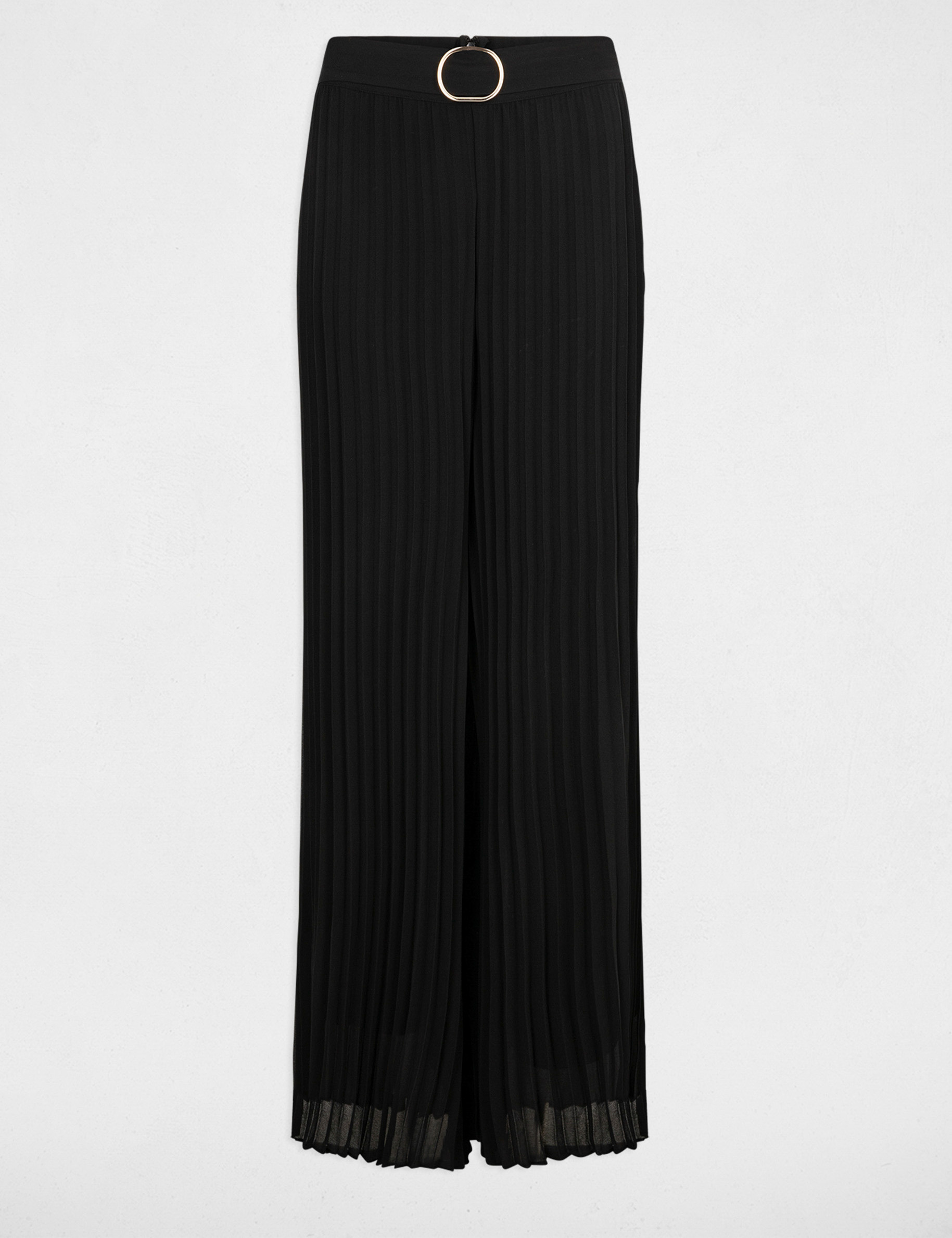 Pleated wide leg trousers black women