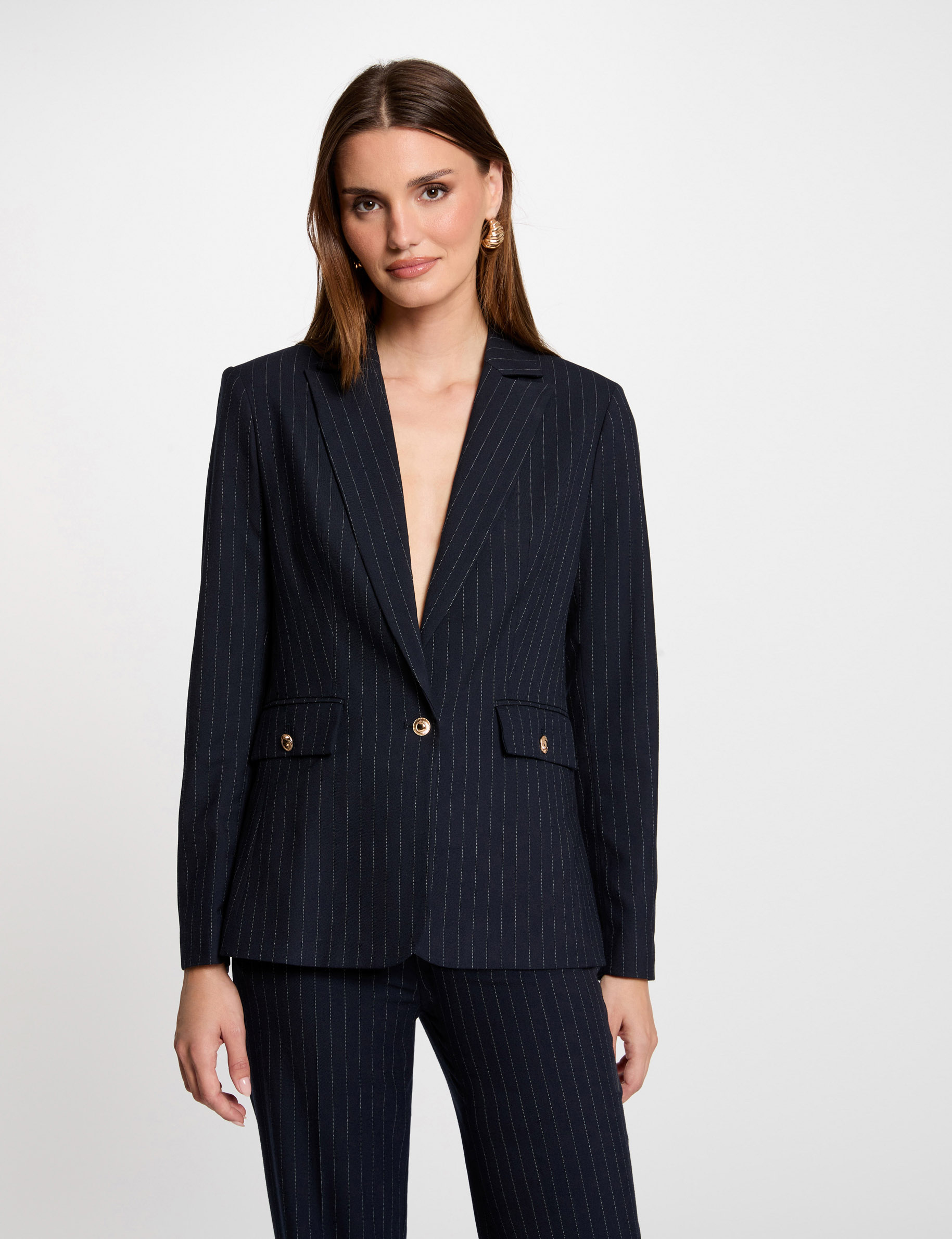 Blazer à rayures bleu marine femme