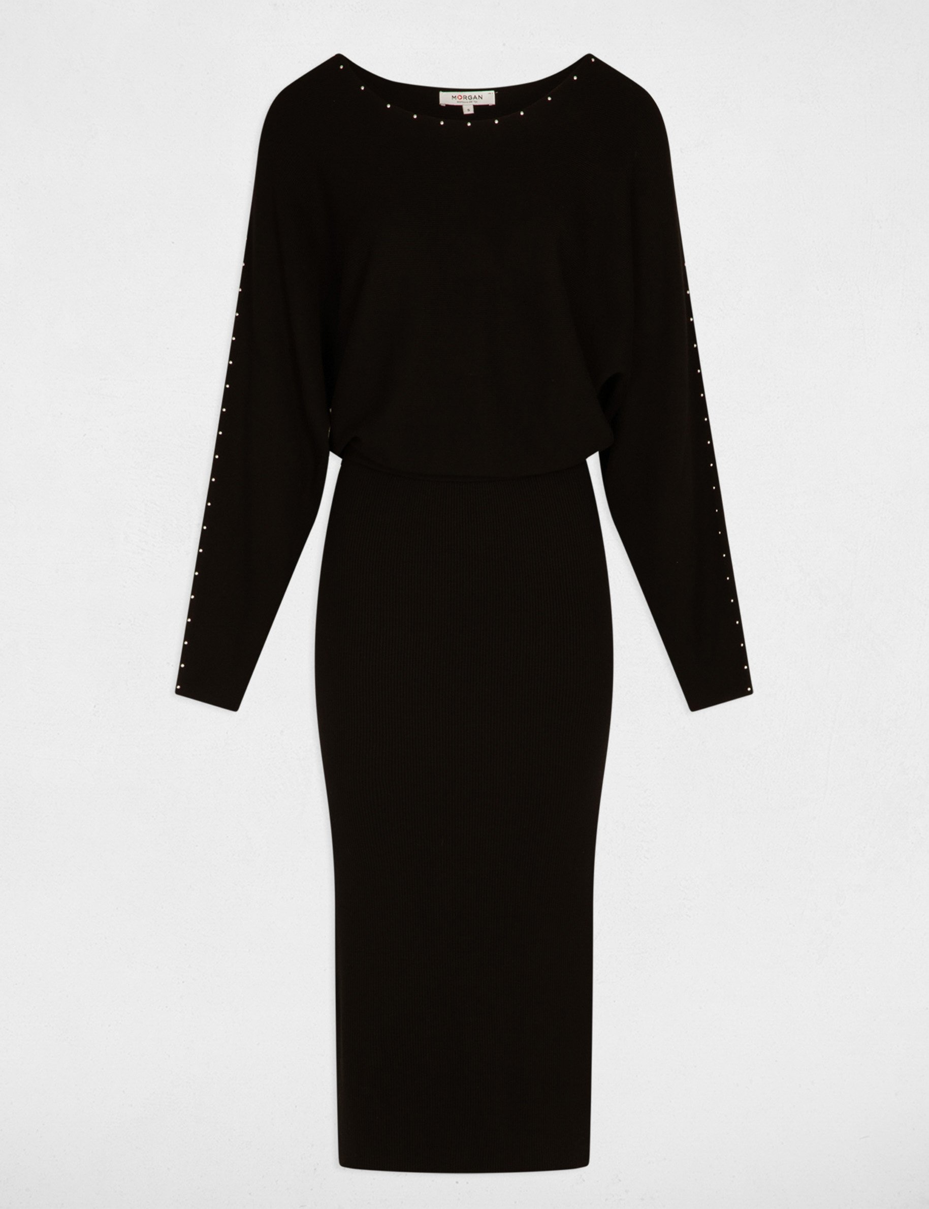 Fitted maxi knitted dress black women